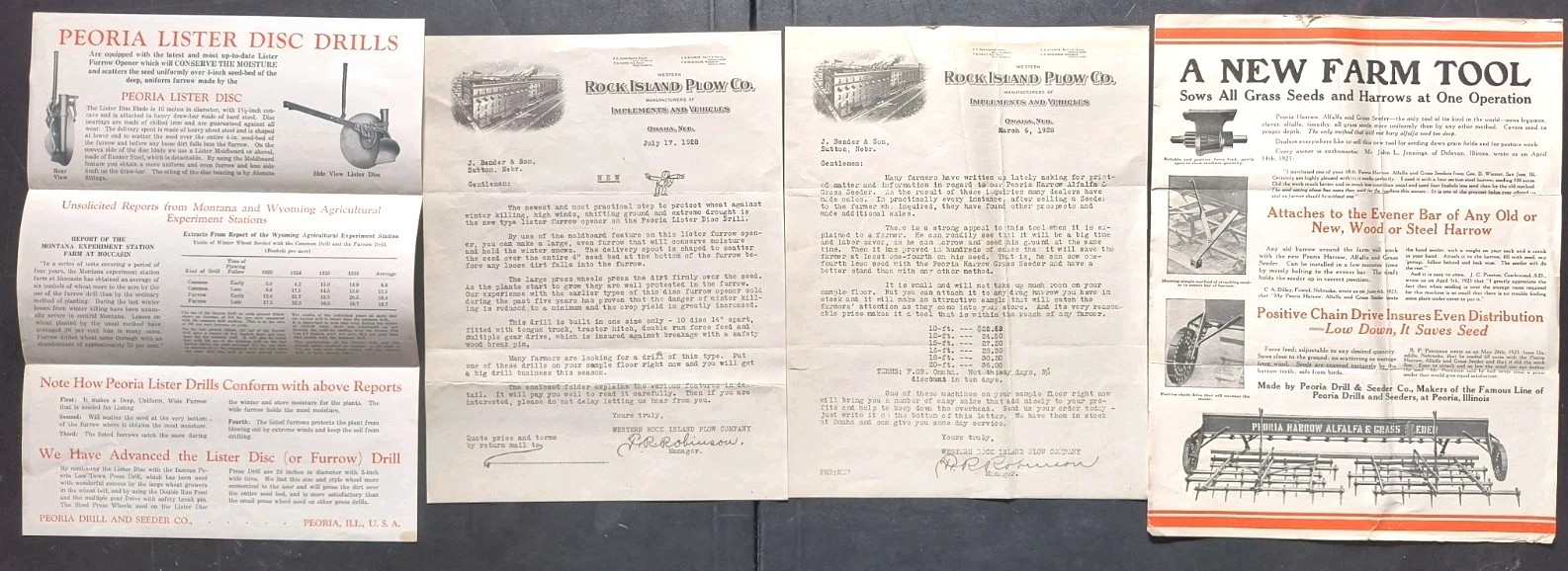 1920s Rock Island Plow Co Sales Letter Peoria Drill Sale Brochure Lot