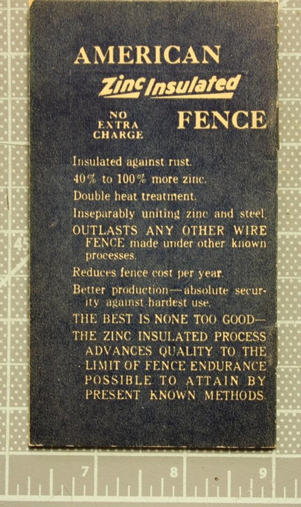 1924/25 American Fence Memorandum Book Unused Onis Case Macy Indiana tra29
