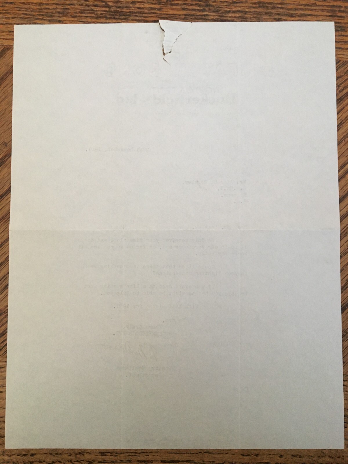 Buckerfields Ltd Farm Tool Machinery Letter Receipt 1949 Kelowna BC Cattle Ranch