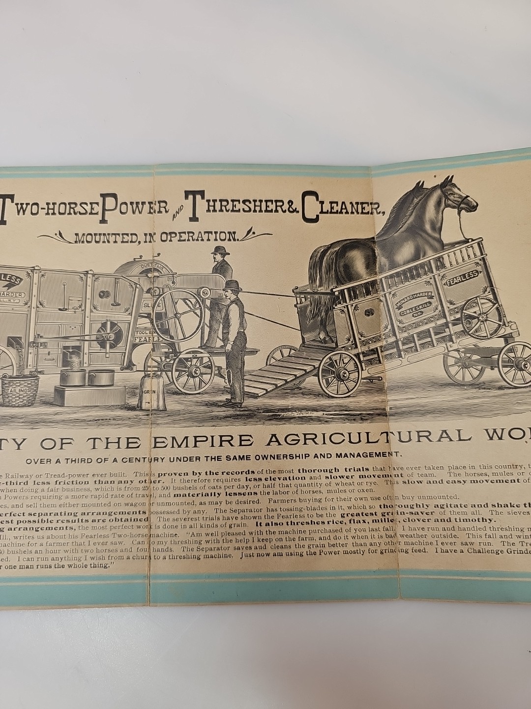 Empire Agricultural Minard Harder New York THRESHERS Literature Trade Folder