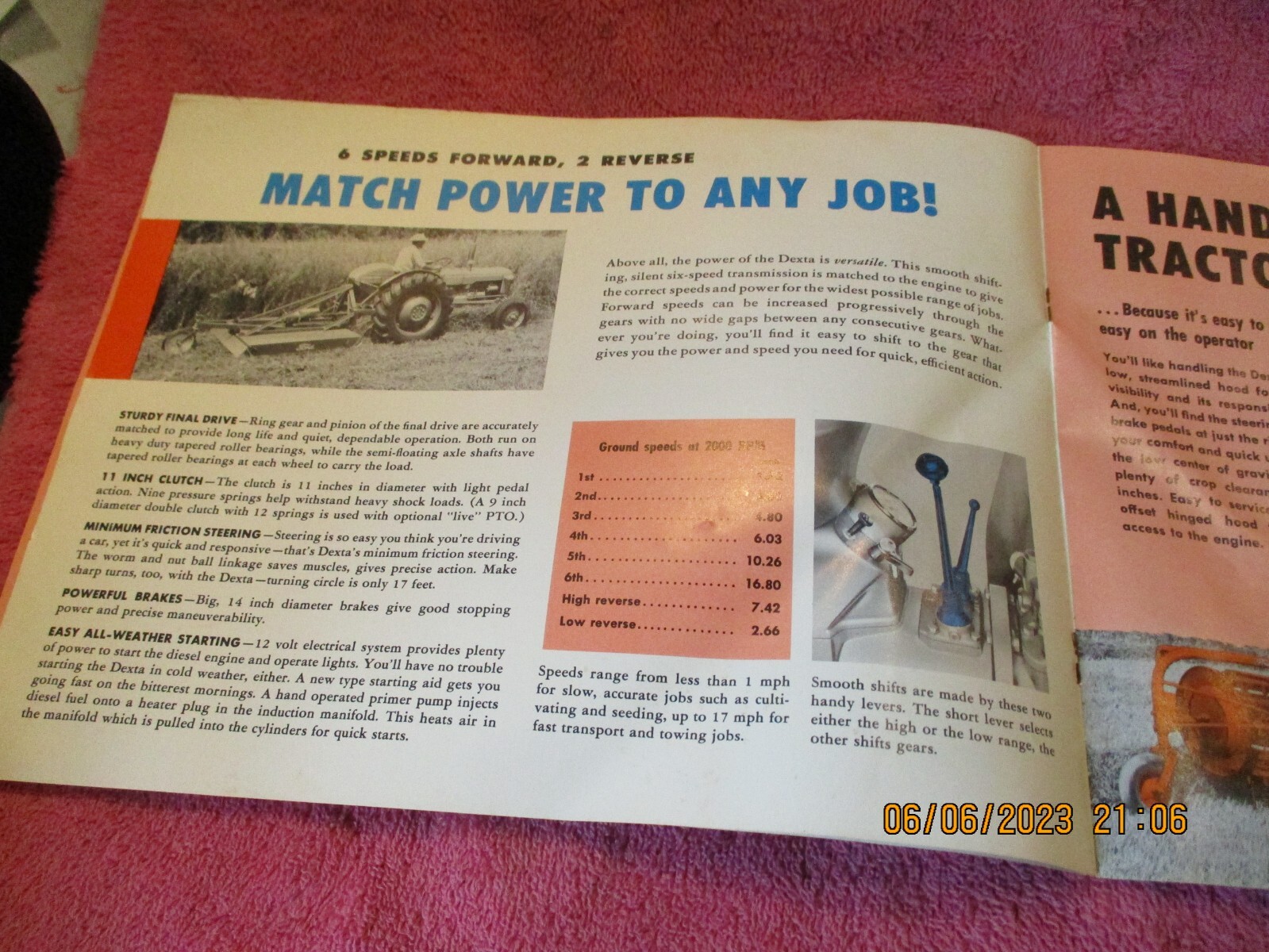 FORDSON DEXTA DIESEL TRACTOR BROCHURE 2-3 PLOW POWER VERSATILIE FREE SHIPPING