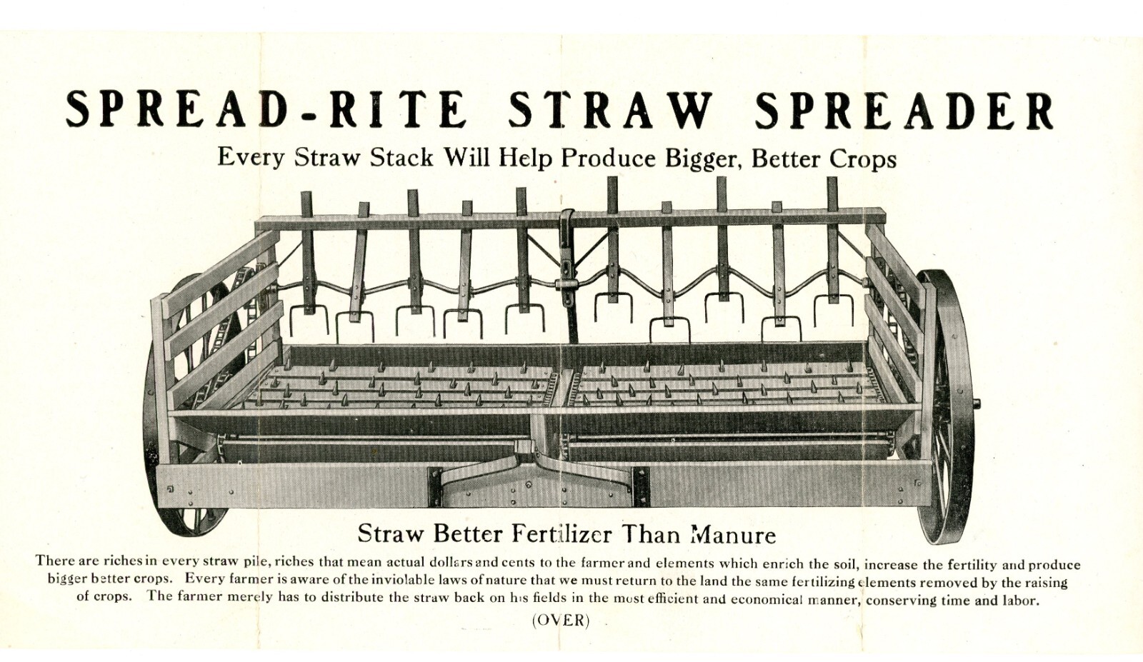 Spread-Rite Straw Spreader 2 page sales flyer c. 1900