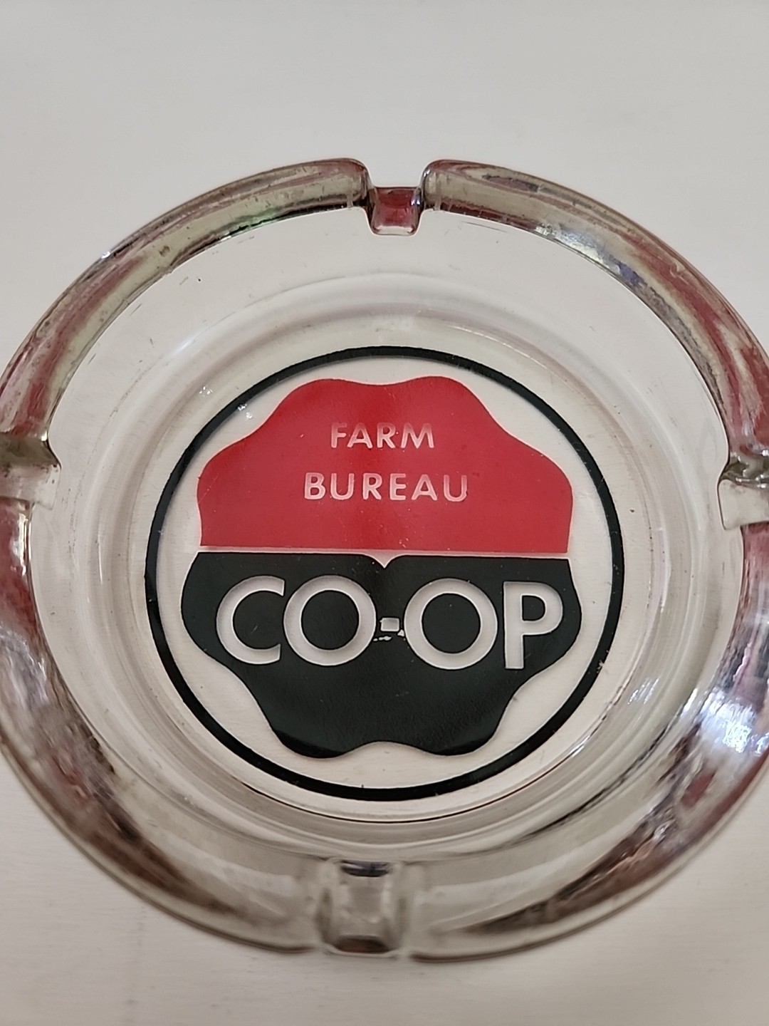 Vintage FARM BUREAU CO-OP Ashtray Insurance Farmer Crops Advertising Agriculture