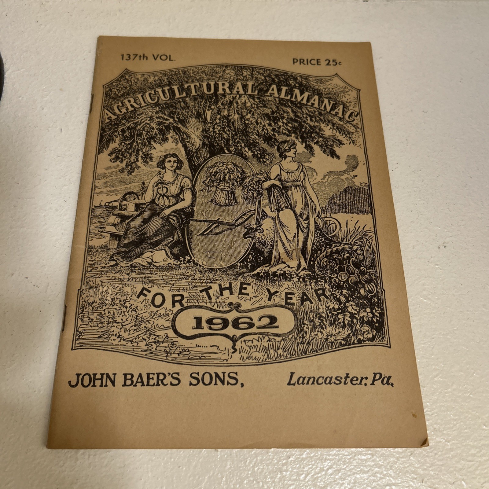 Vintage 1962 John Baer&rsquo;s Sons Agricultural Almanac Lancaster PA Farmers Almanac