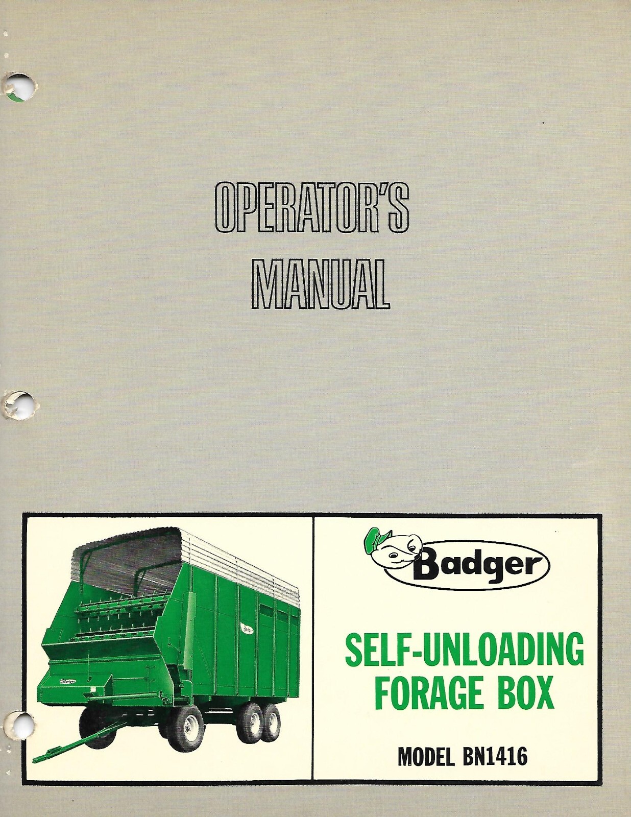 Farm Manual – Badger – BN1416 – Forage Box – Operator&rsquo;s c1970 (FM629)
