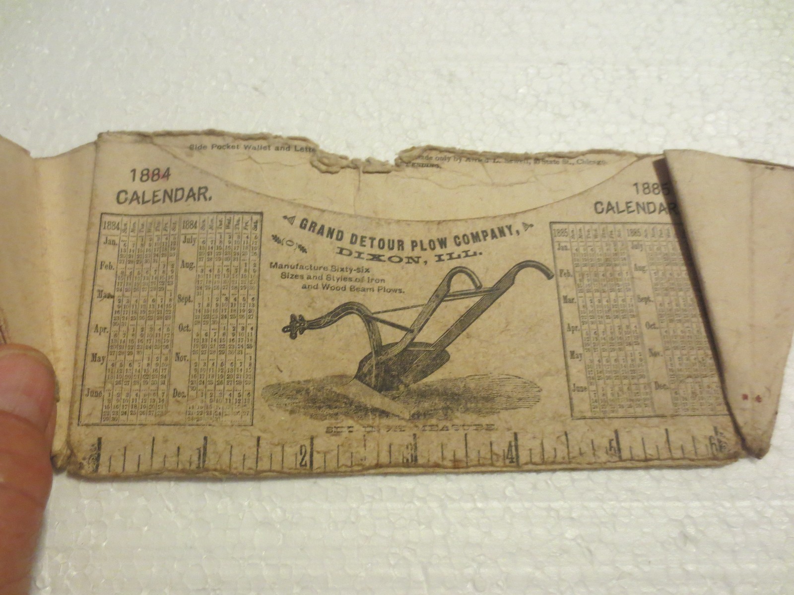 GRAND DETOUR PLOW COMPANY, DIXON ILLINOIS 1884-1885 CALENDAR L.I. CASE J. DEERE