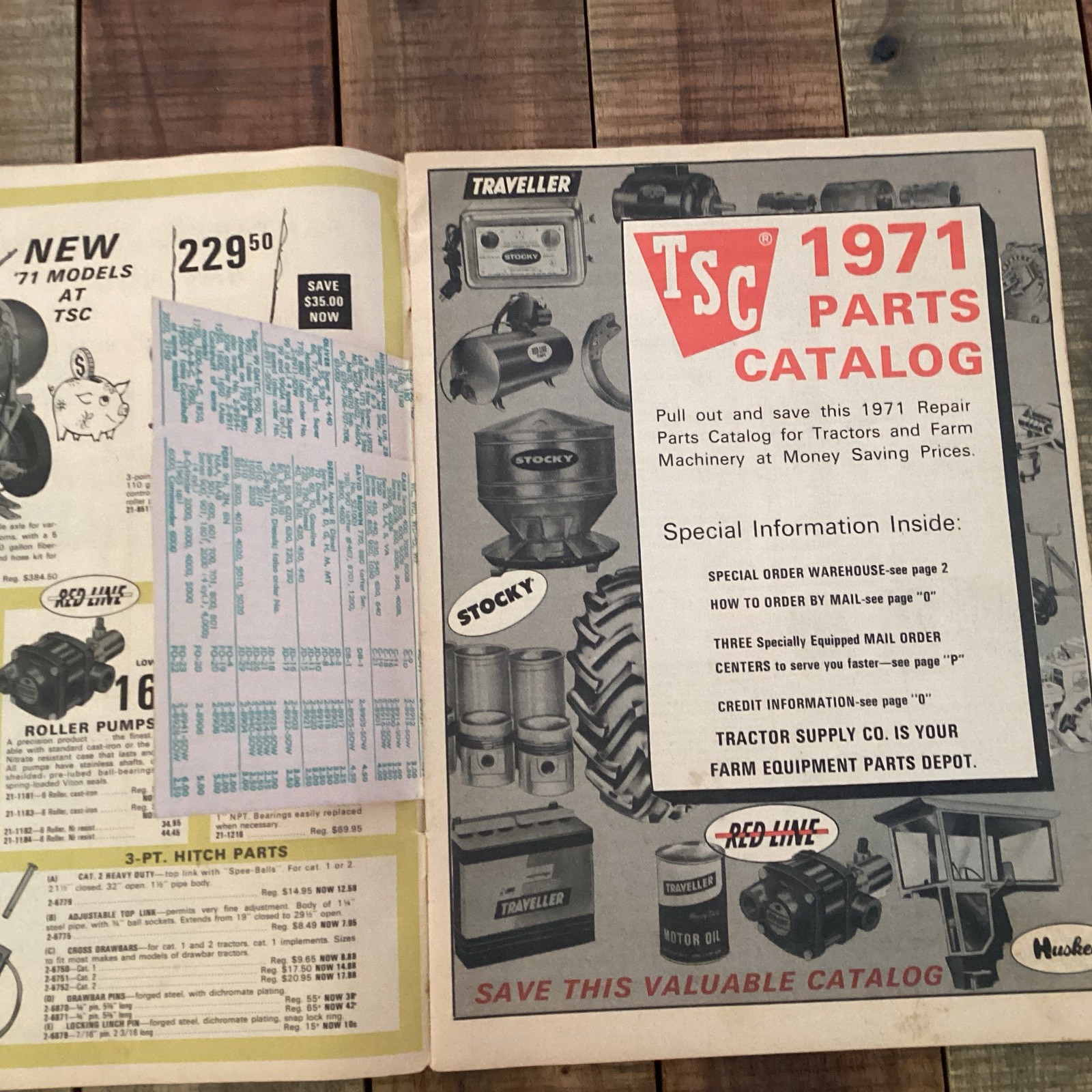 Vintage 1971 Tractor supply Co TSC Repair Farm Parts Catalog Feb Savings Flyer