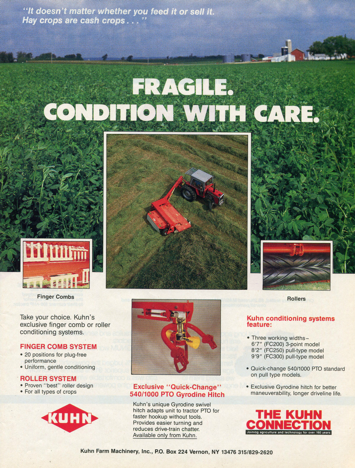 1989 Kuhn Farm Machinery Finger Comb, Roller & Conditioning Systems Print Ad
