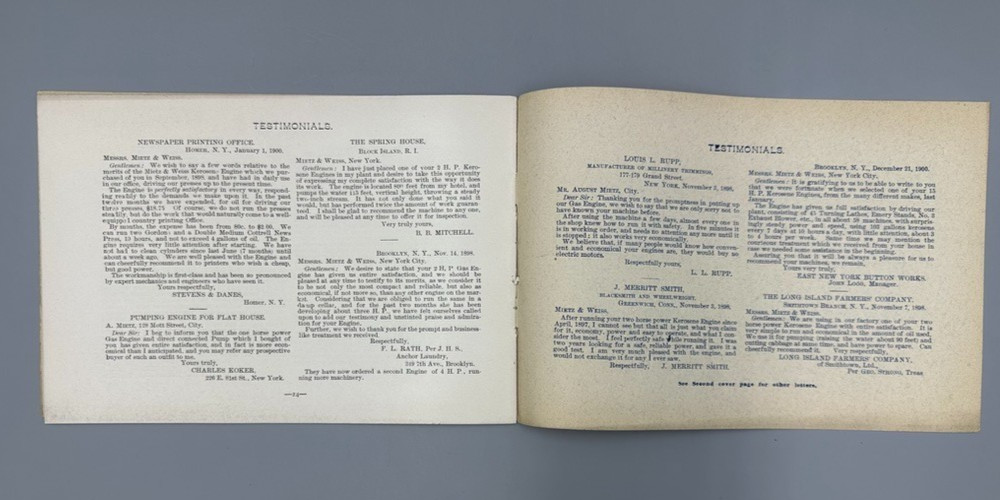 1901 MIETZ & WEISS Gas and Kerosene ENGINES CATALOG Antique Advertising