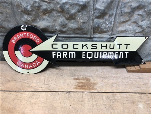 Cockshutt Farm Equipment Sign Porcelain Metal Advertising, Brantford Canada A
