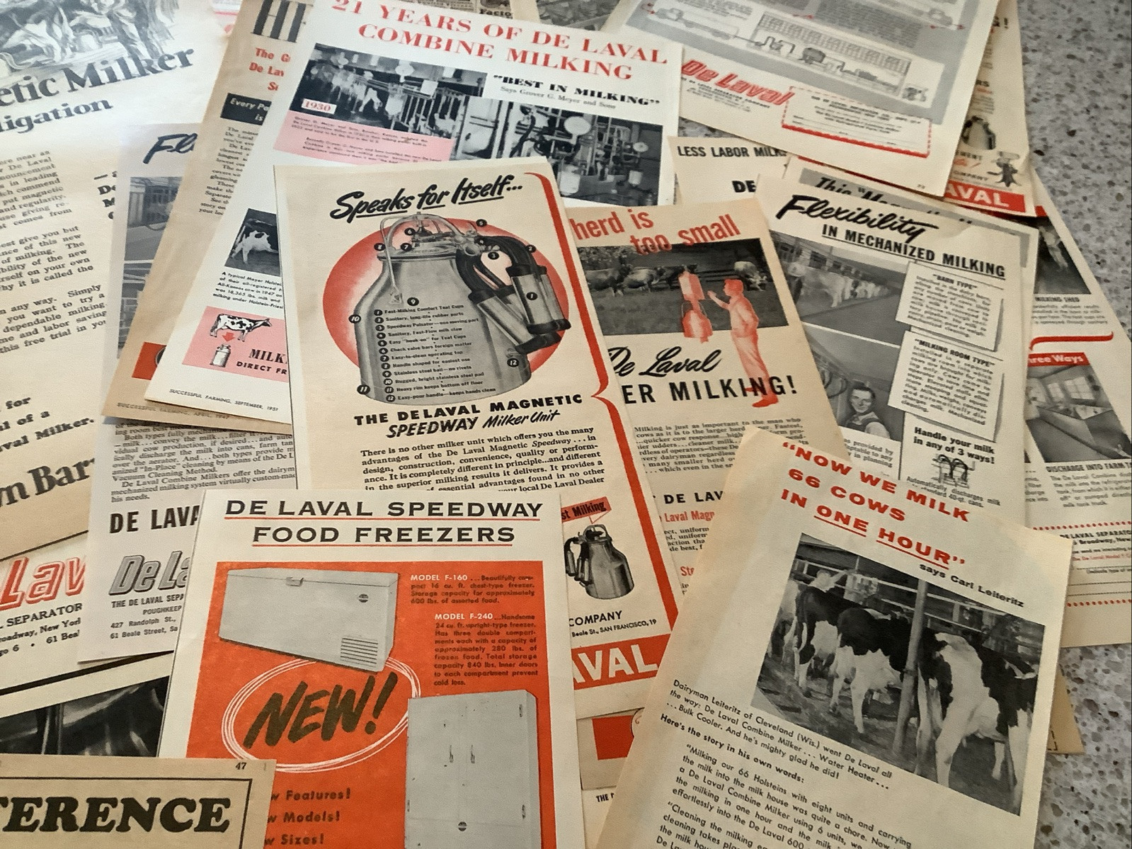 Lot Of 50+ De Laval Products Print Farm Magazine Ads 1920-1960s Milkers Vintage