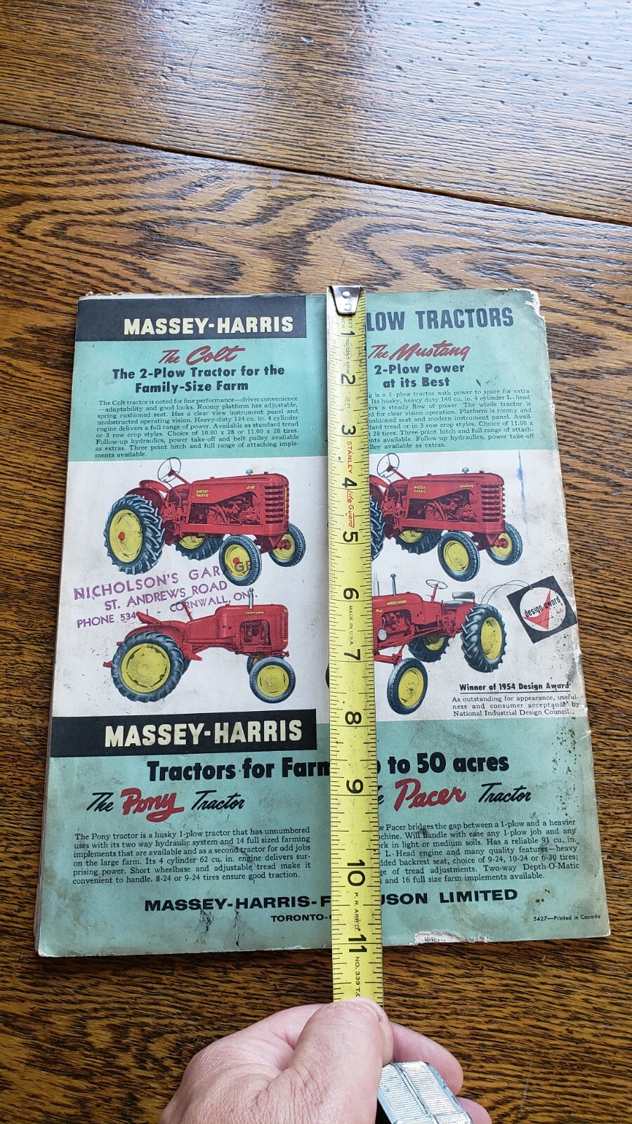 Vintage 1954 MASSEY-HARRIS Farm Equipment Sales & Service FARMERS HANDY catalog