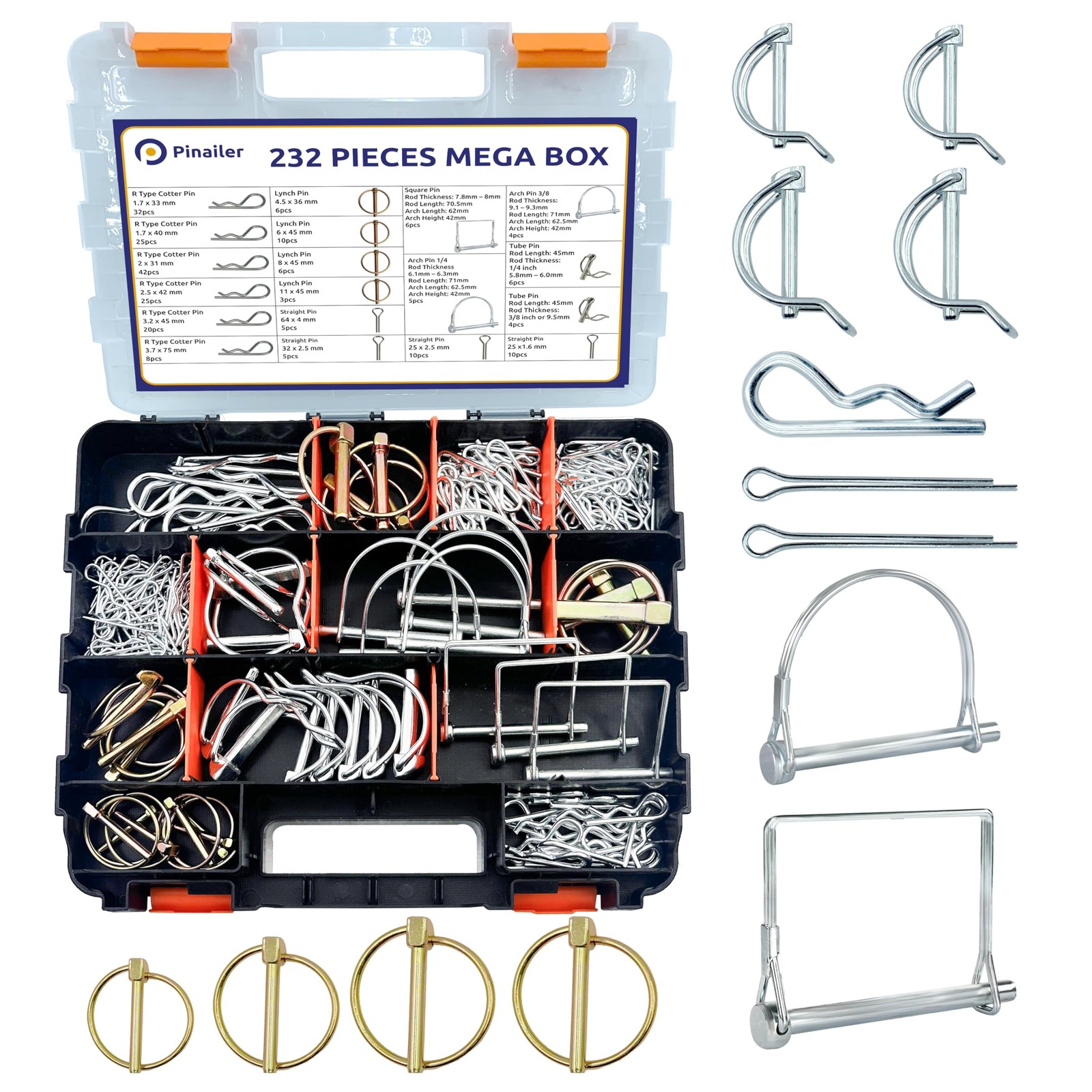 232PCS of Trailer Hitch Pins, Lynch Pins, Trailer Pins, Hair Pins, PTO Pins, …