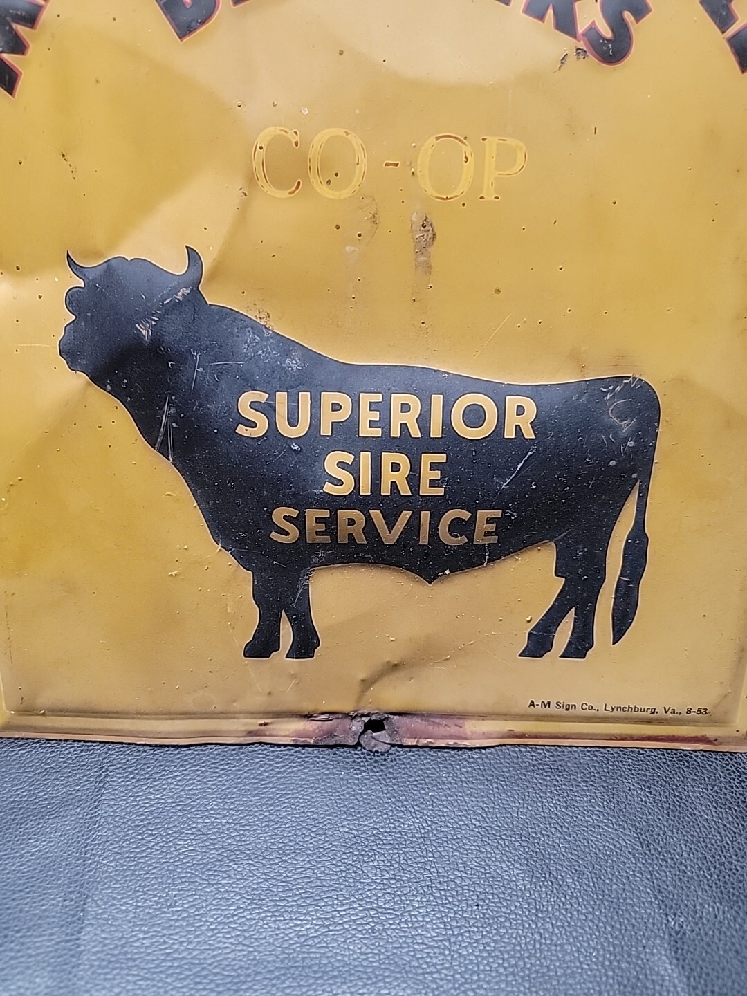 MINNESOTA VALLEY BREEDERS CO-OP Embossed Metal Sign 13&Prime;x12&Prime; / A-M Sign Co. 8-53