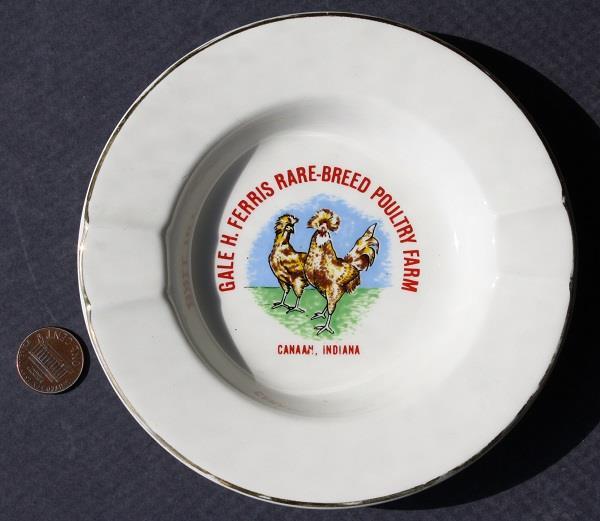 1960s Era Canaan Indiana Gale H Ferris Rare Breed Poultry farm ashtray VINTAGE –
