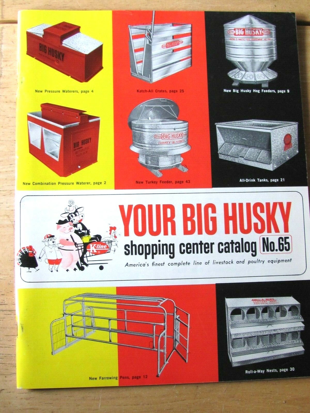 1965 SALES CATALOG BIG HUSKY CATTLE CHICKEN FARM EQUIPMENT KLEIN MFG BURLINGTON