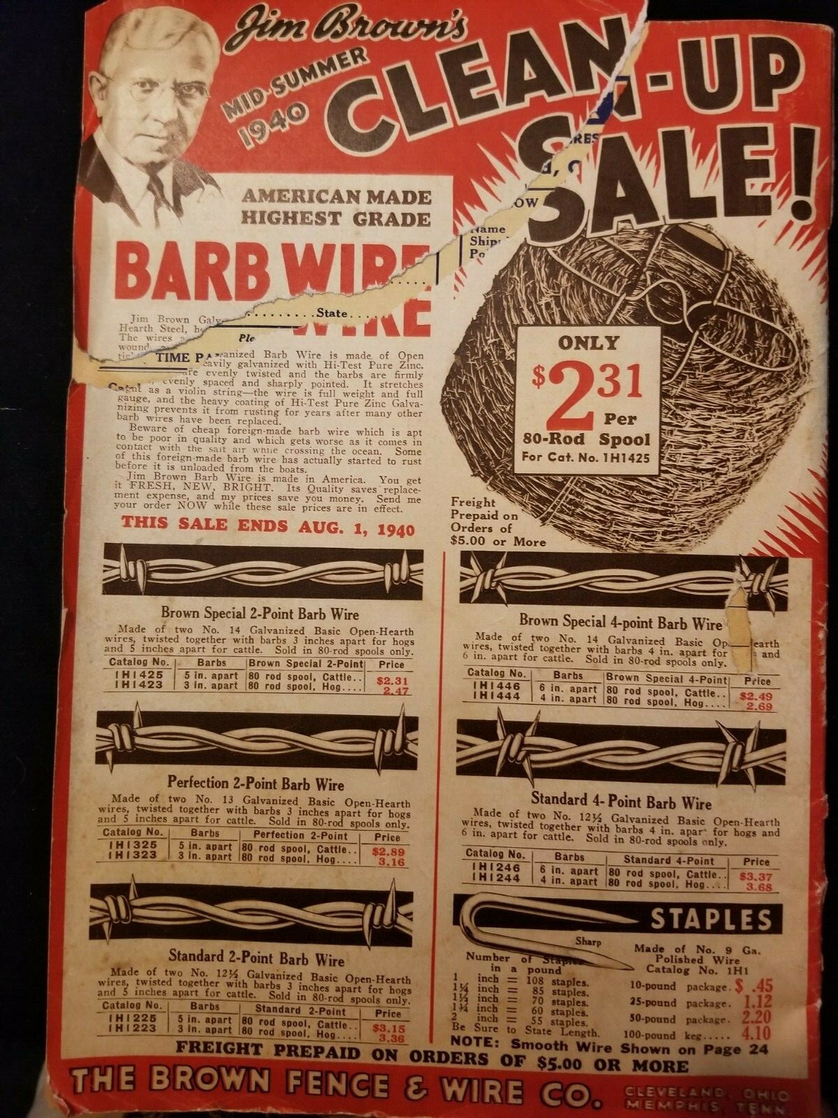 Vintage Jim Brown Fence Wire Catalog 1940 Clean Up Sale Farm Equipment Clothing
