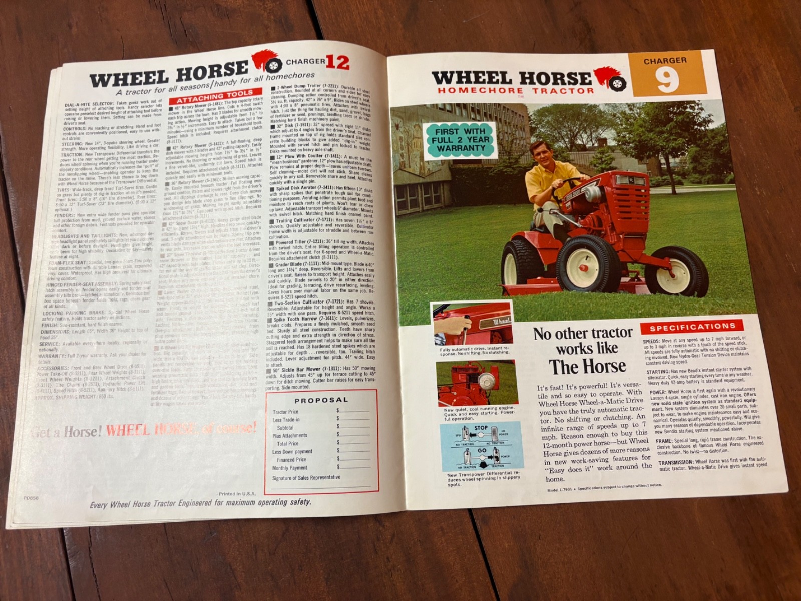 Vintage Wheel Horse Garden Tractor Sales Brochure Raider Charger Commando Ranger