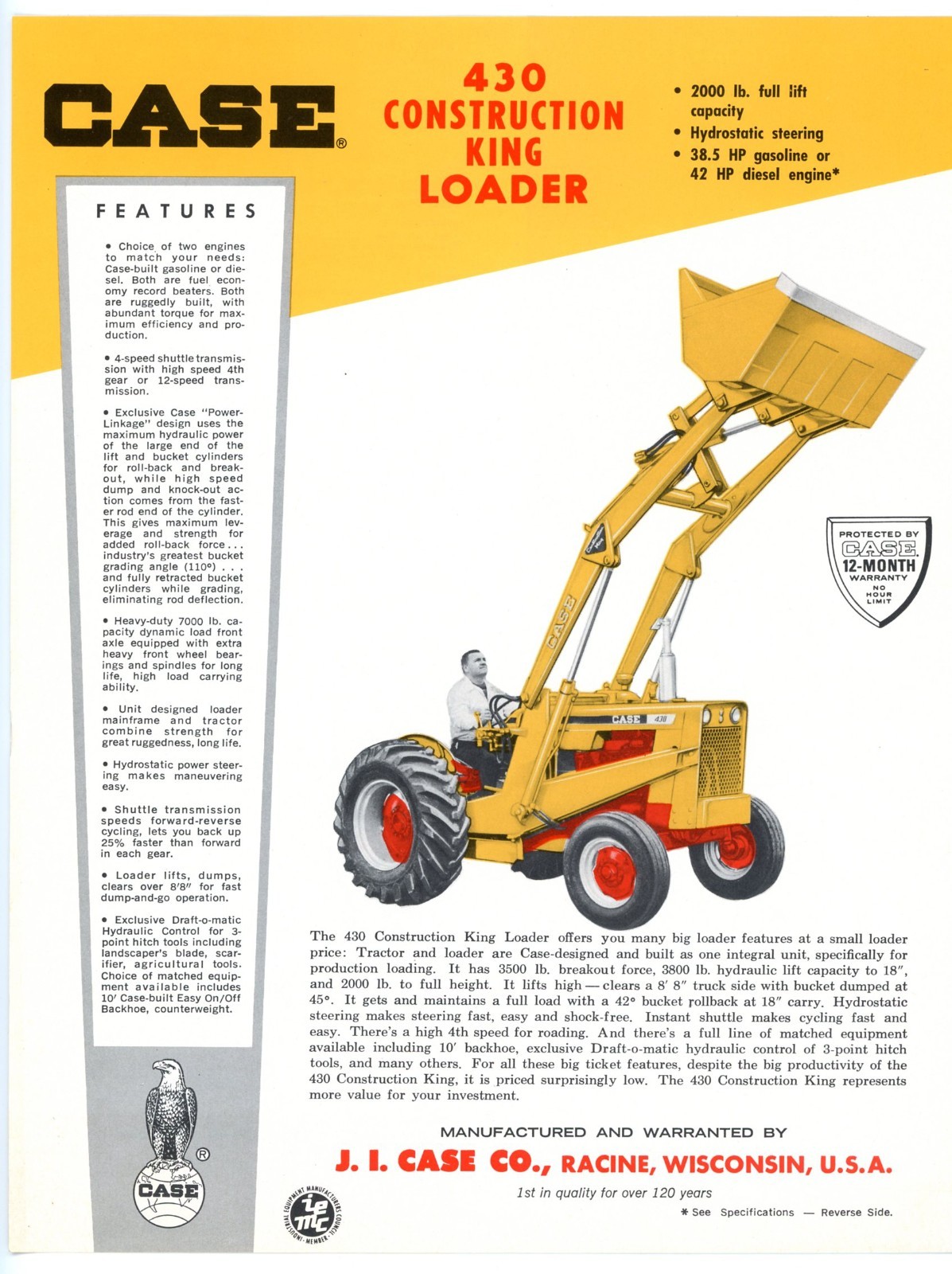 Case 430 Construction King Loader 1964 sales brochure