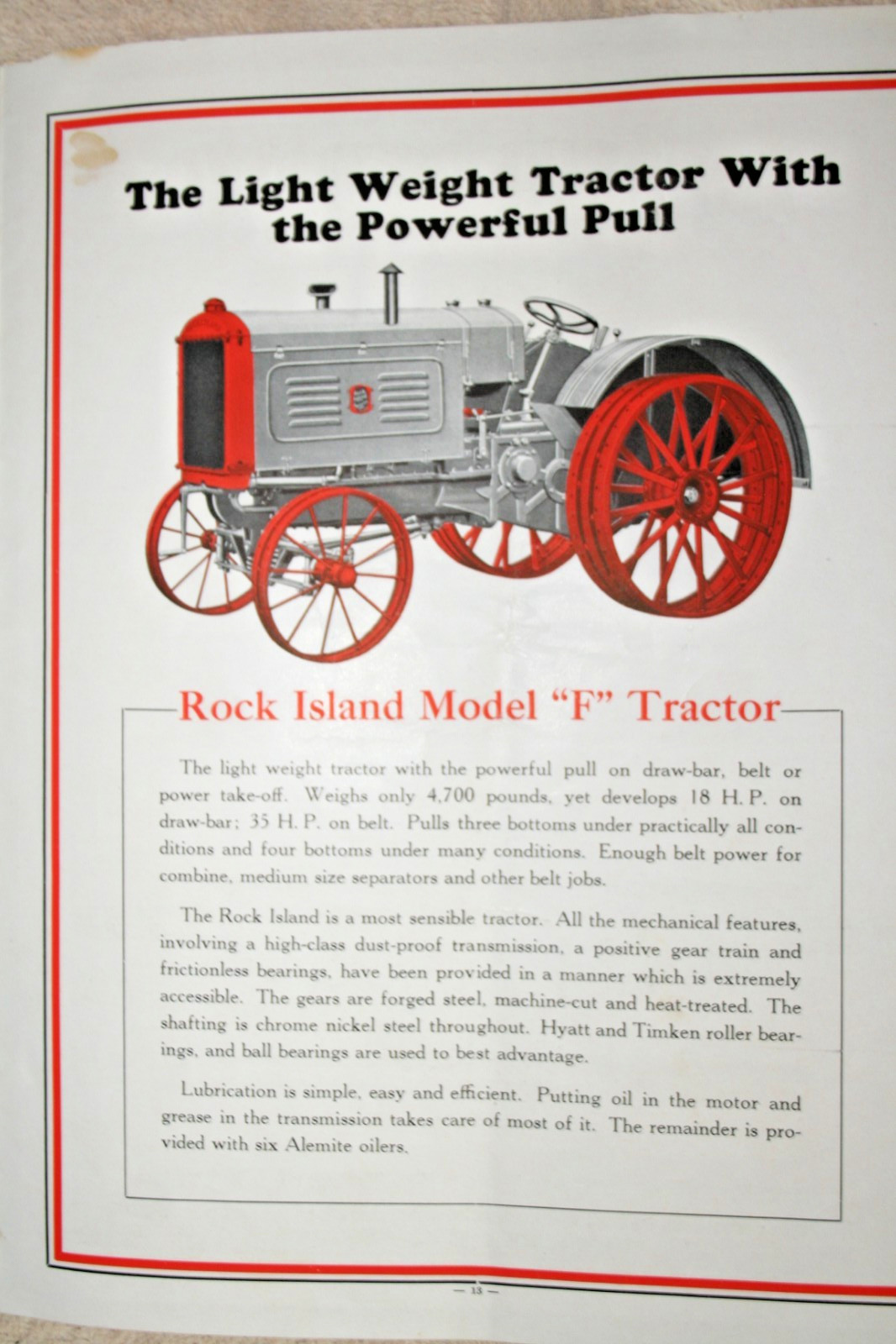 ROCK ISLAND TRACTOR & PLOWS BROCHURE 1920