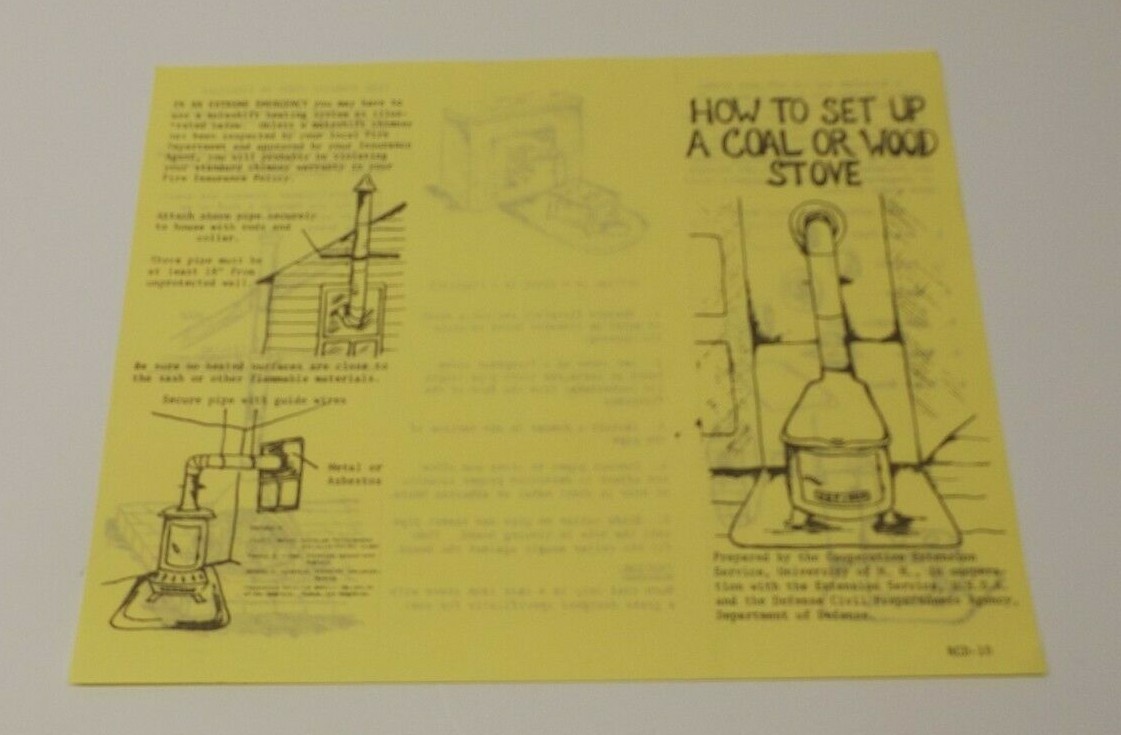 NH Coop 1970s or 1980s USDA Vintage Pamphlet How to Set Up a Coal or Wood Stove