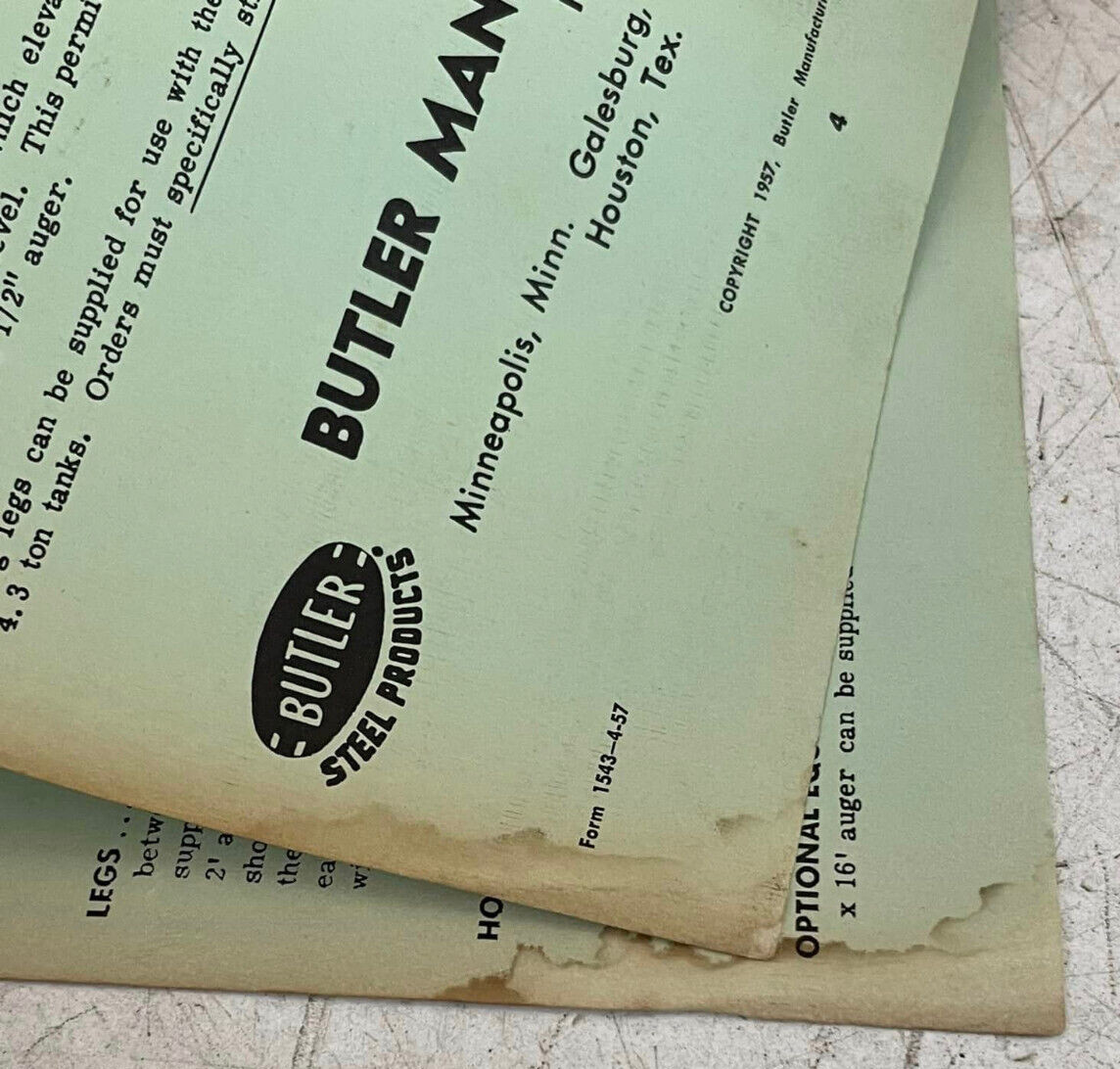 Vtg Butler Grain Bins Bulk O Matic Tanks Trans Duct Assembly Schematic Ad Bundle