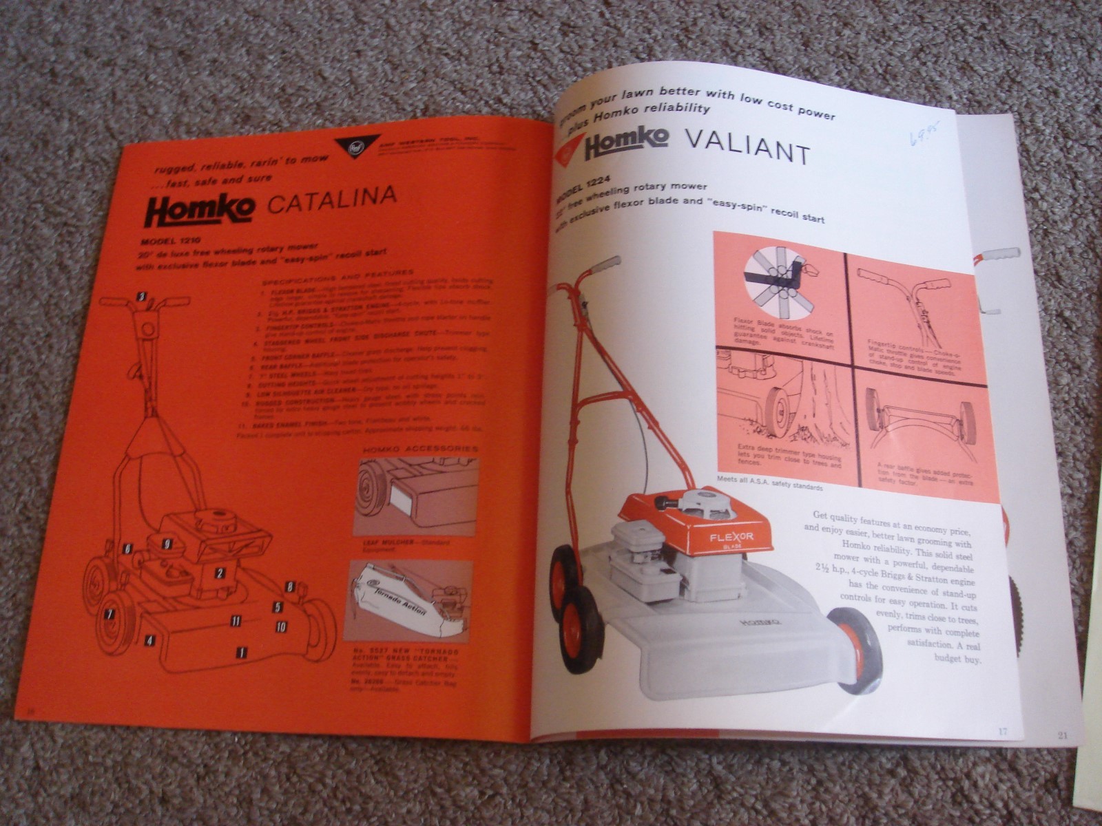 VINTAGE HOMKO 1963-1964 LAWN MOWER TRACTOR TILLER DEALER SALES BROCHURE LOT #2