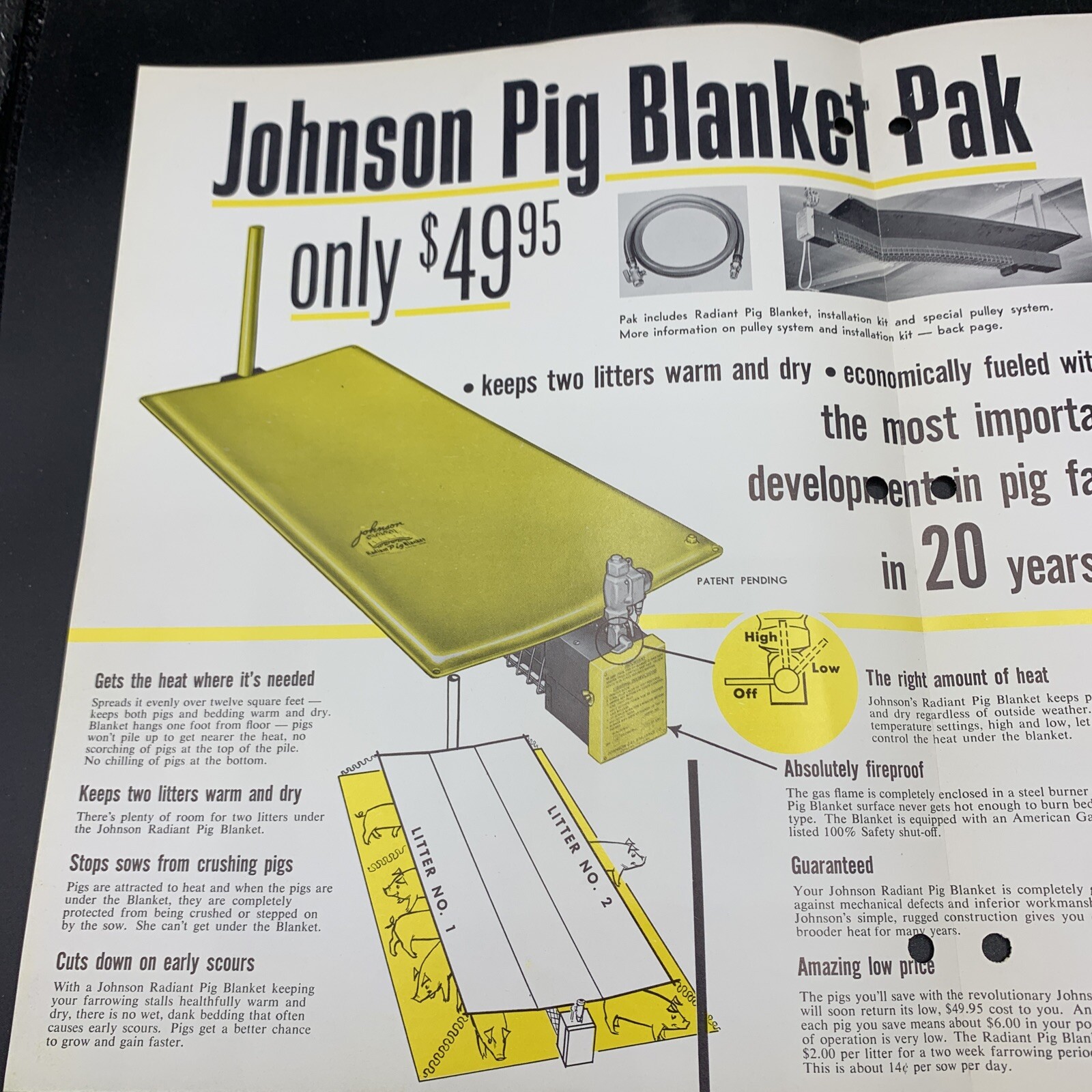 Pair 1961 Johnson Gas Appliance Brochure Pig Blanket & Water Warmer-Cedar Rapids