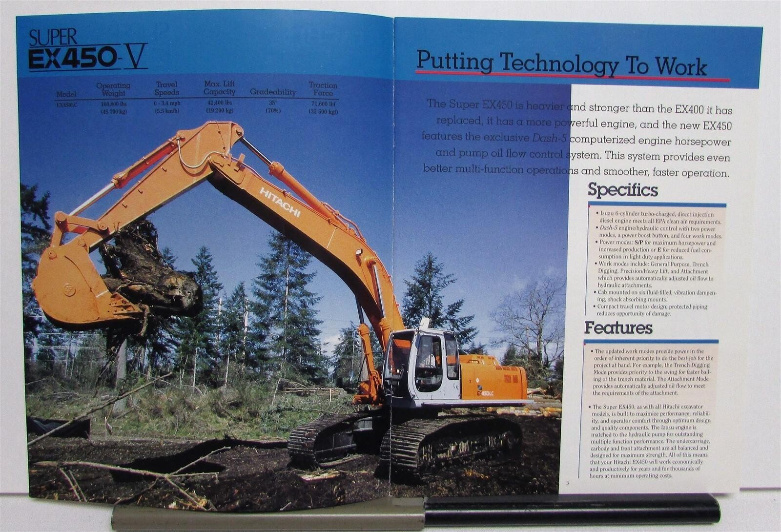1999 Hitachi Super EX450-V Crane Specifications Construction Sales Brochure