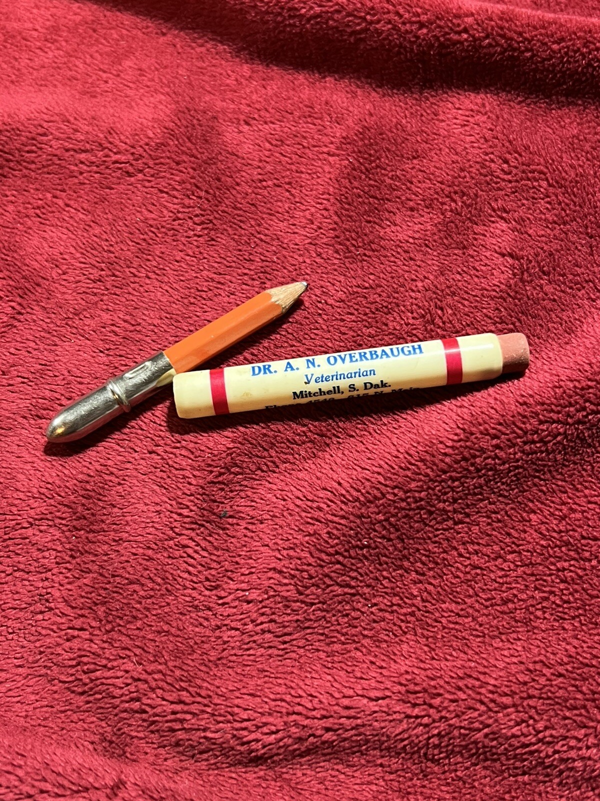 Vintage Bullet Pencil, Dr. A N Overbaugh – Veterinarian from Mitchell, SD.