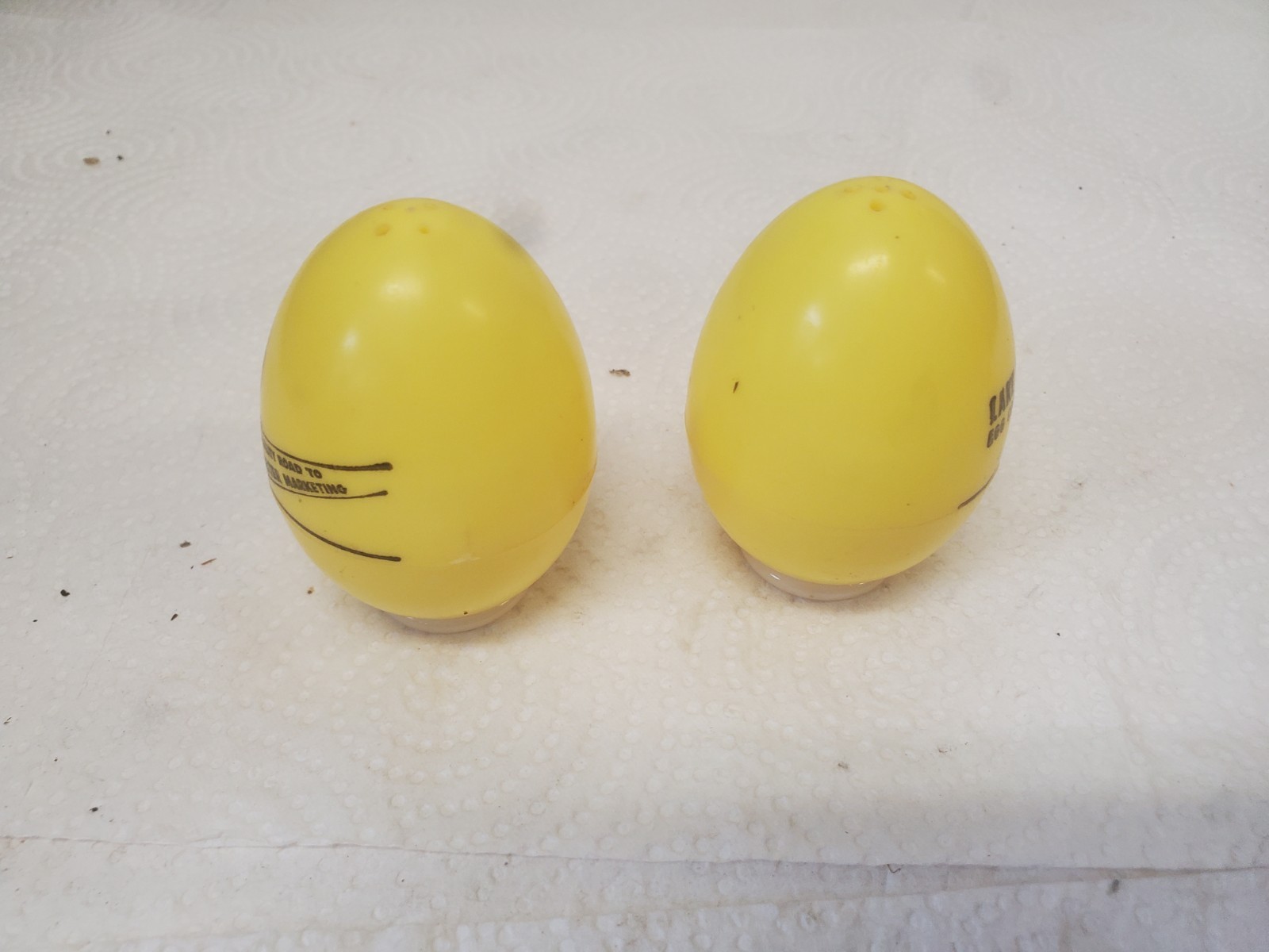 Yellow Plastic Egg Shaped Salt & Pepper Shakers Lake Land Egg Cooperative