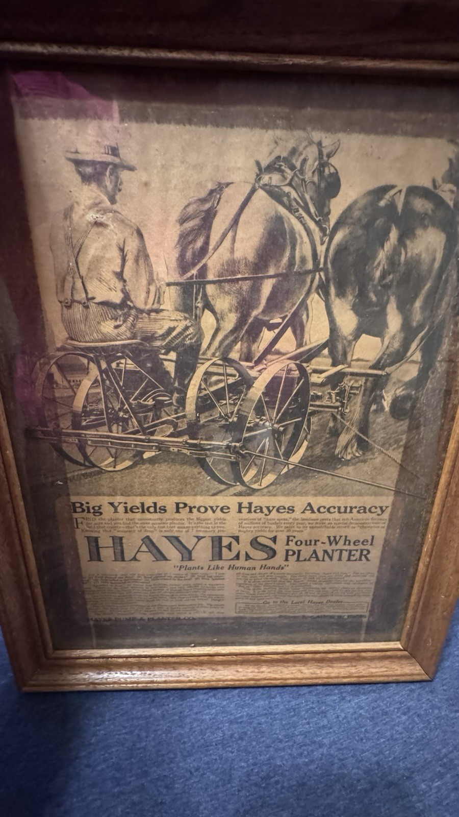 1919 Antique Hayes Pump & Planter Co. Ad: Four Wheel Planter Pictured
