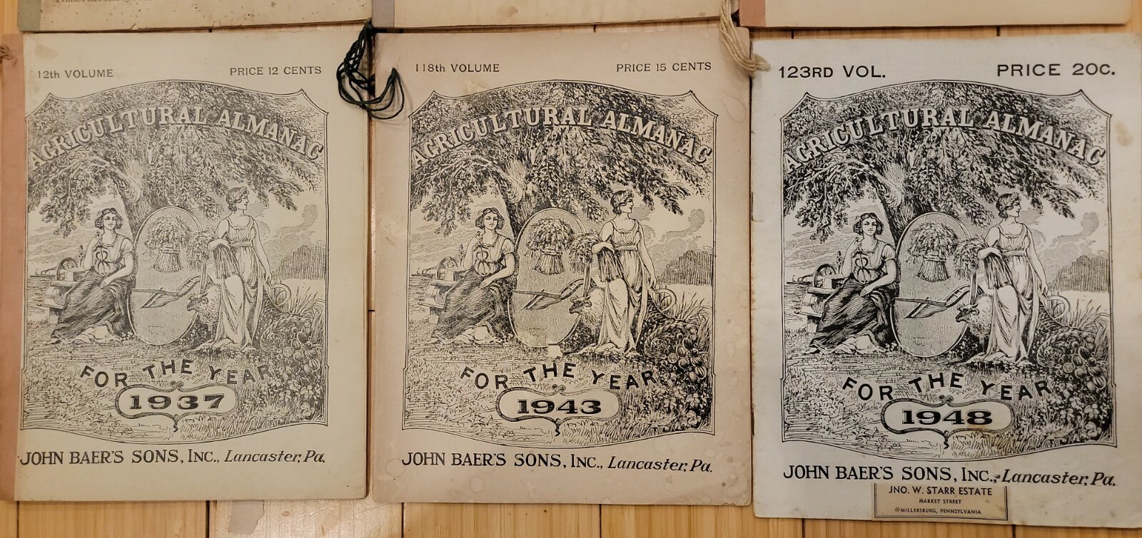 9 Vintage 1900s John Baer&rsquo;s Agricultural Almanac Lancaster, PA Antique Farmers