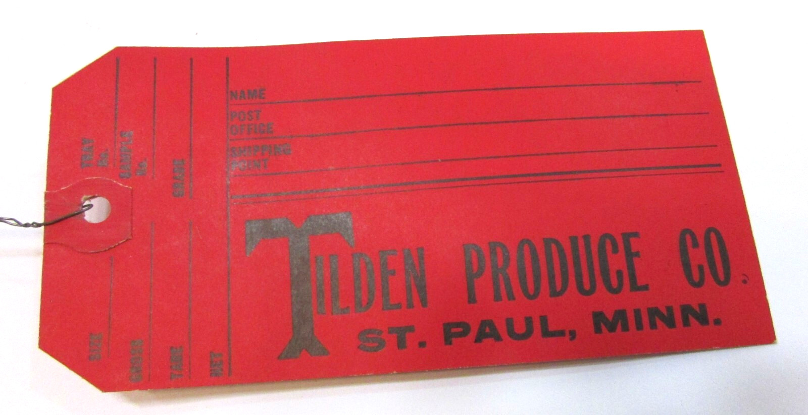 New Vintage 1939 Tilden Produce St Paul Minnesota Cow Logo Milk Can Railway Tag