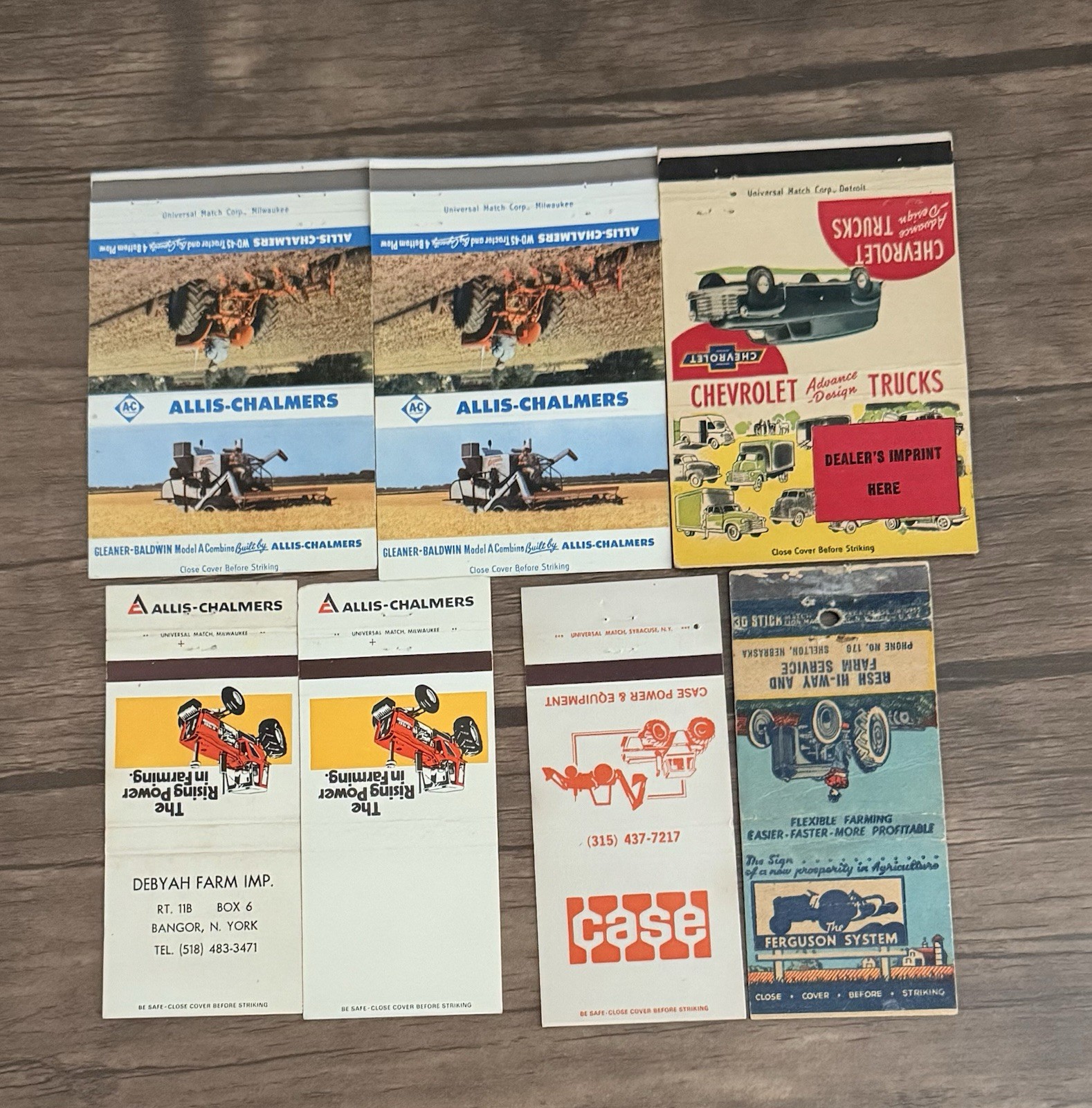 Vintage Matchbook Covers | Allis-Chalmers | Case | Chevy | Ferguson System