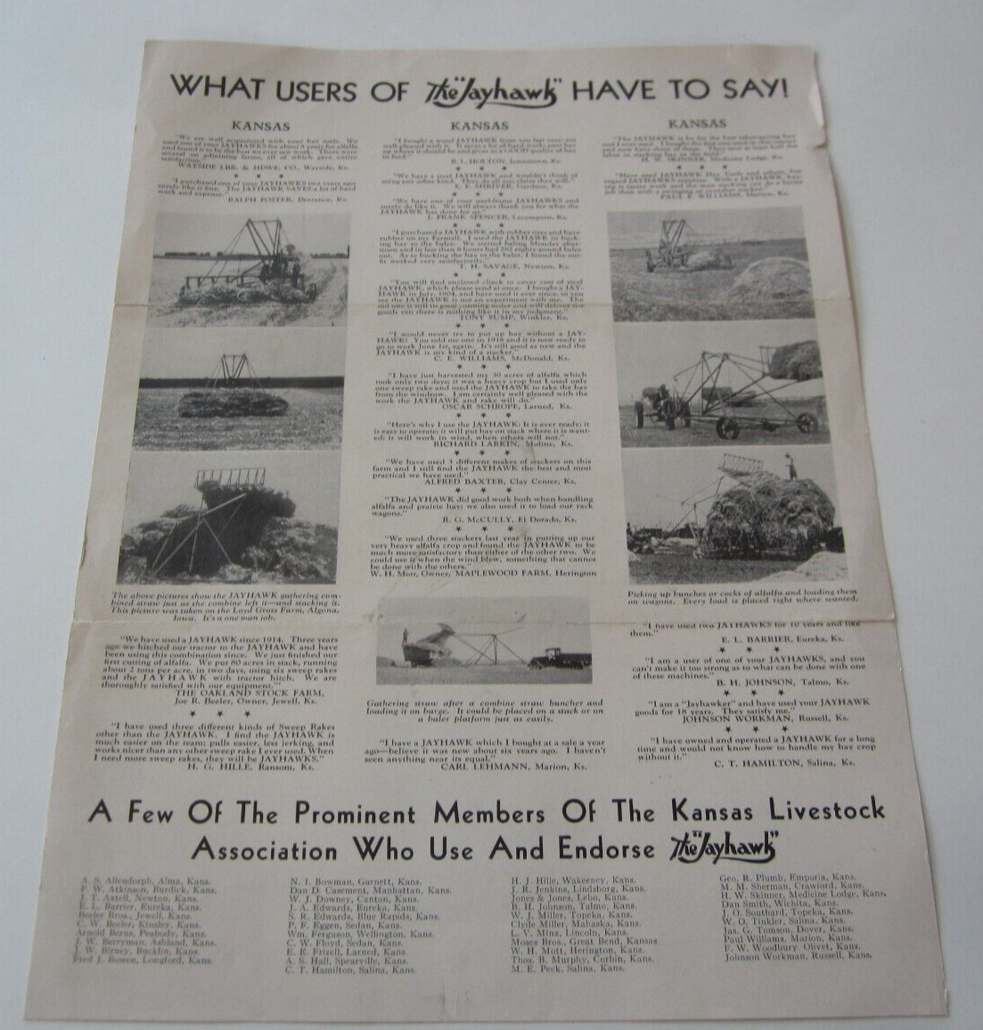 Old Vintage – JAYHAWKS – Farming Equipment – Brochure – Wyatt Mfg SALINA KANSAS