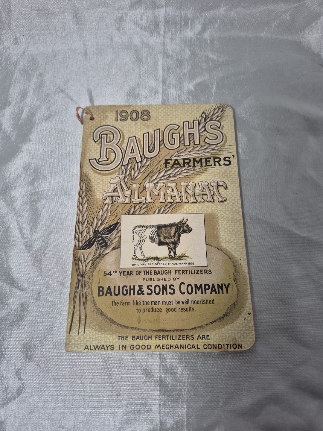 1908 Farmers Almanac Baugh Sons Co Fertilizers Agriculture Water Damage