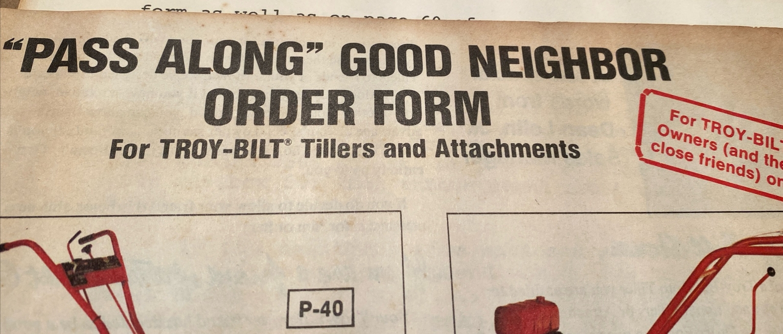 Troy-Bilt Roto Tiller & Attachments Advertisement Packet 1977 original, Letter,