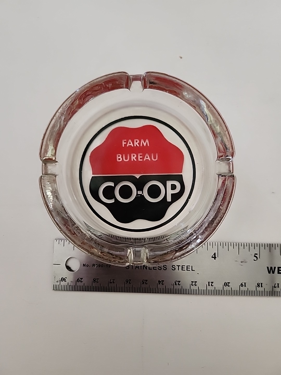 Vintage FARM BUREAU CO-OP Ashtray Insurance Farmer Crops Advertising Agriculture
