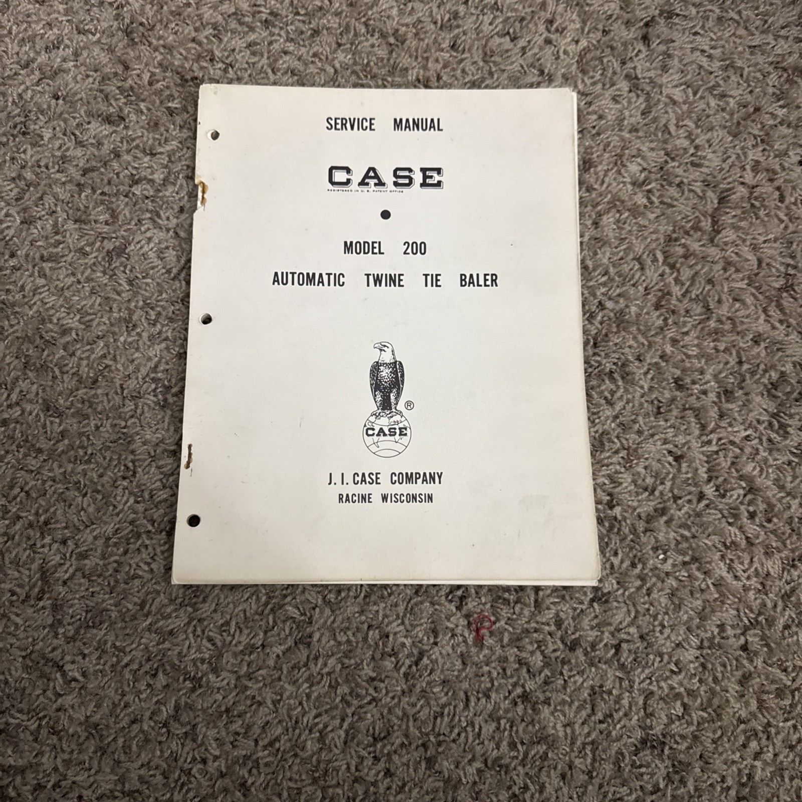 Case Tractor 200 Automatic Twine Tie Hay Baler Service Manual
