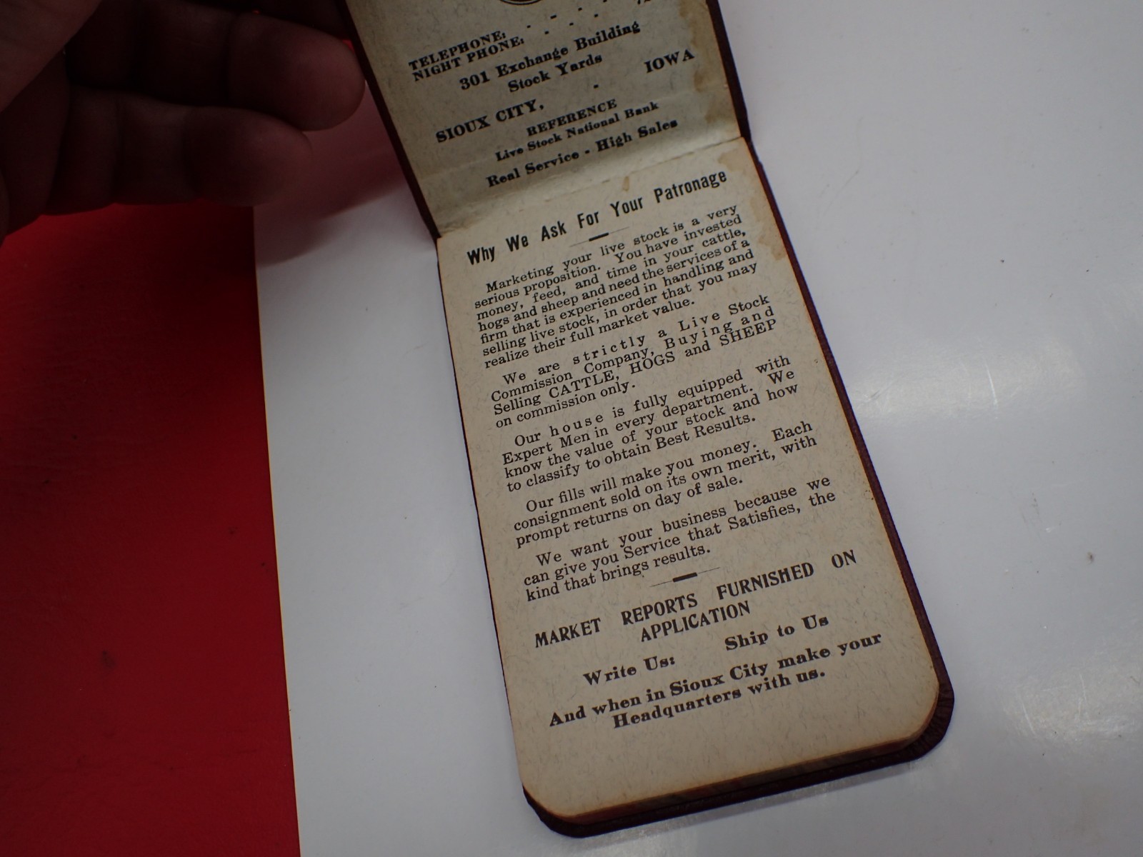 Vintage 1930 – 1931 FYNN Livestock Commission Company Pocket Notebook IOWA