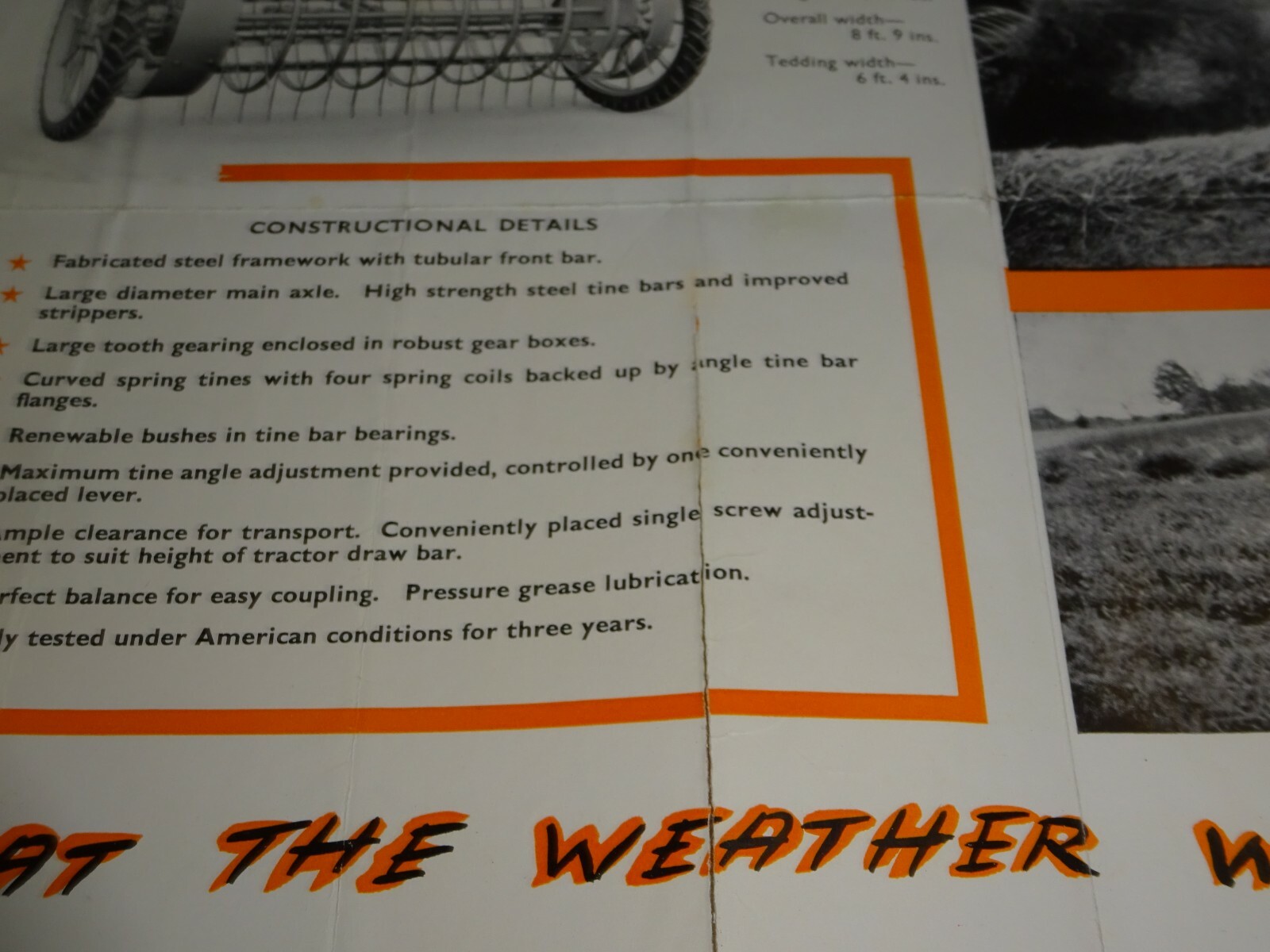 Vintage Nicholsons Spring Tine Back Action Tedder Sales Brochure Type 10Z