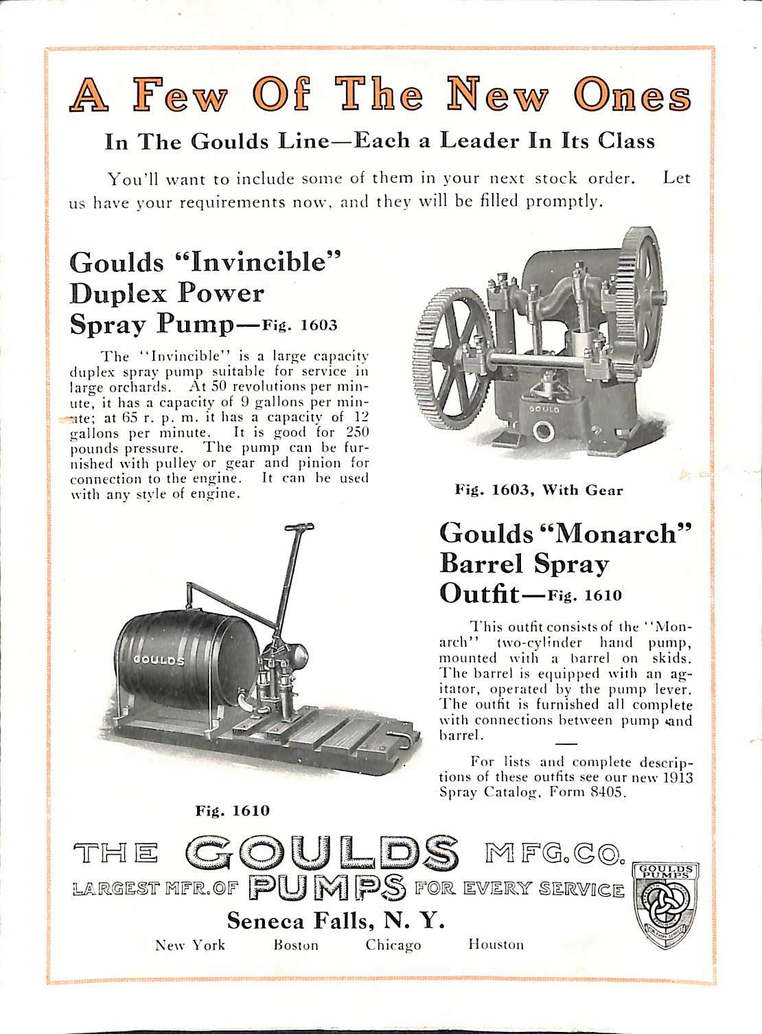 Goulds Pumps Spray Windmill Pneumatic Pressure Tank Advertising Seneca Falls NY
