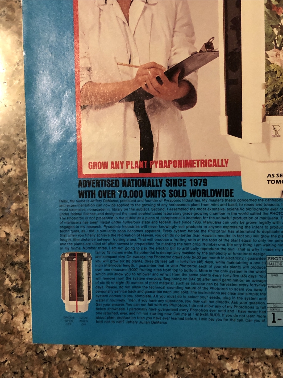 1989 Phototron Pyraponic Indoor Plant Grow PRINT AD Biotechnology VTG 1980s