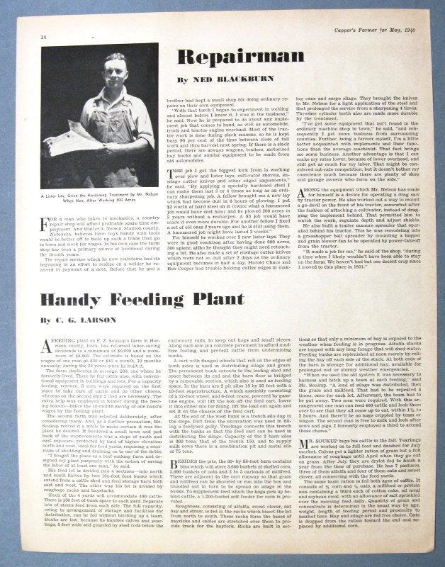 Original 1940 Farm Youth Photo Article of Walter Nelson Stanton County Nebraska
