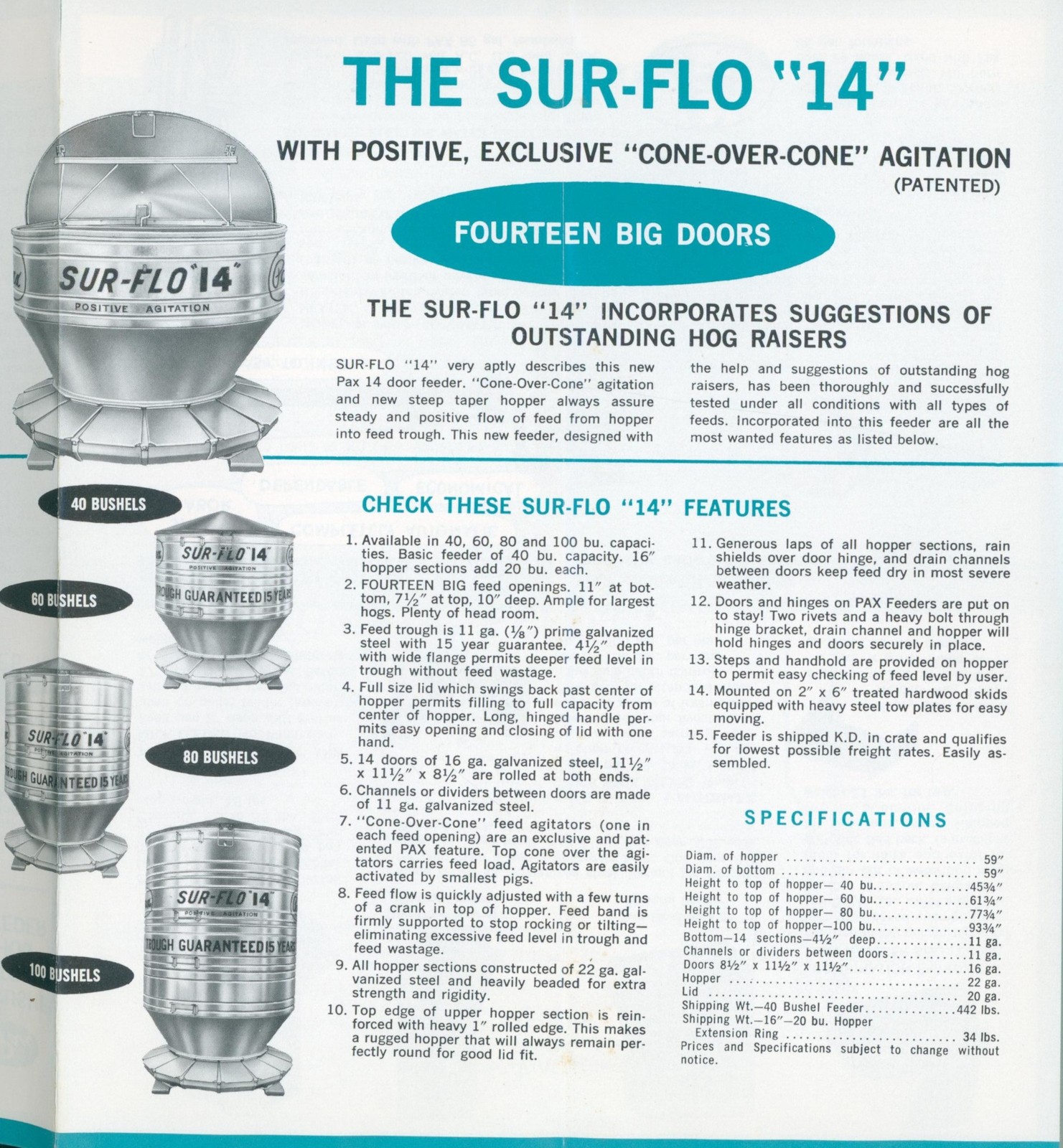 c.1960s Pax Hog Feeders Livestock Waterers Farm Equipment Advertising Brochure
