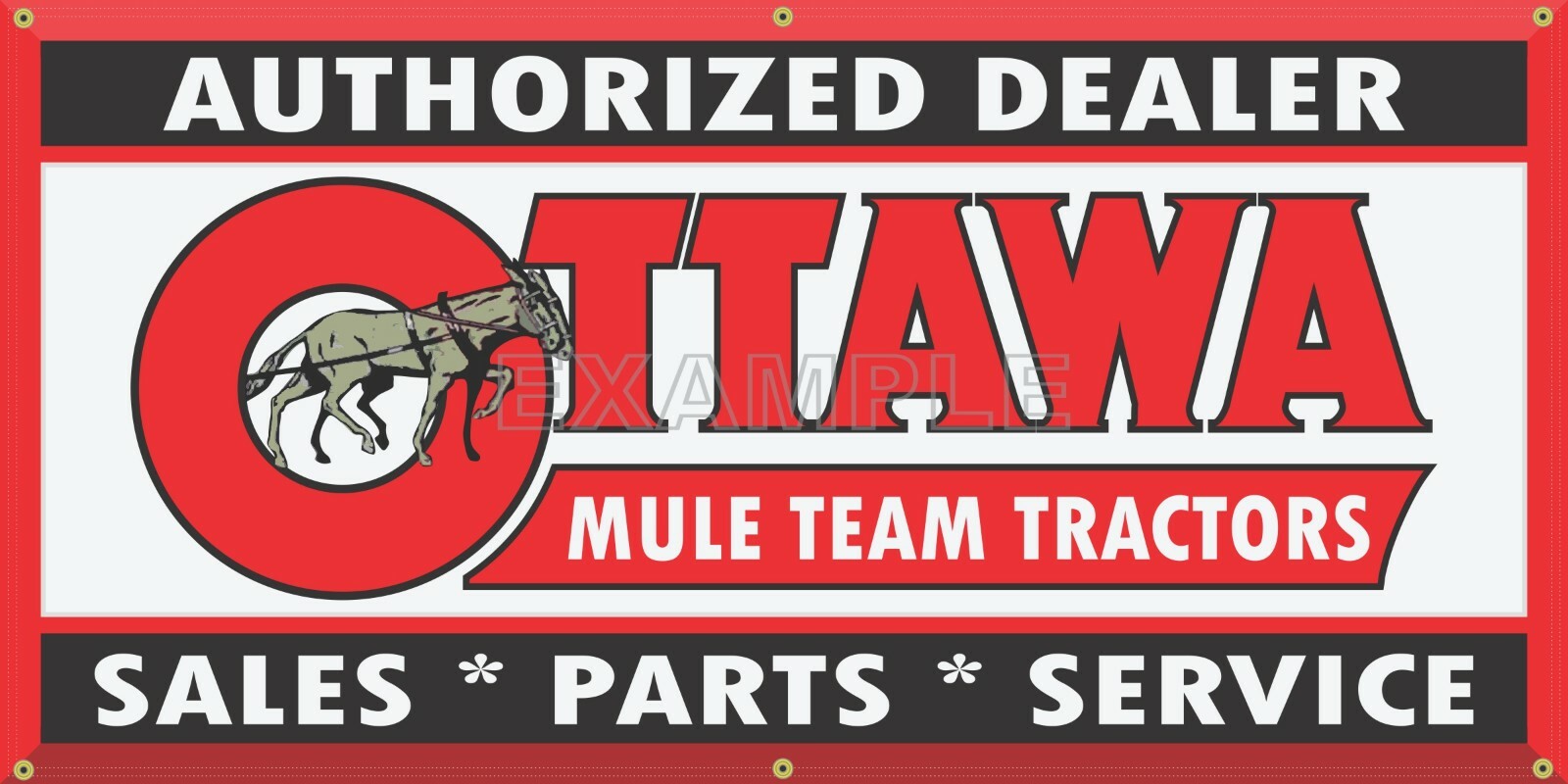OTTAWA MULE TEAM GARDEN TRACTOR DEALER VINTAGE SIGN REMAKE BANNER VARIOUS SIZES