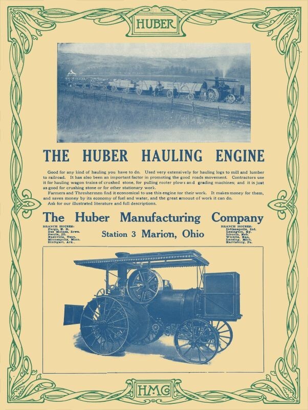 1911 Huber Steam Hauling Engine w/ Wagons NEW Sign: 24×30&Prime; USA STEEL XL Size
