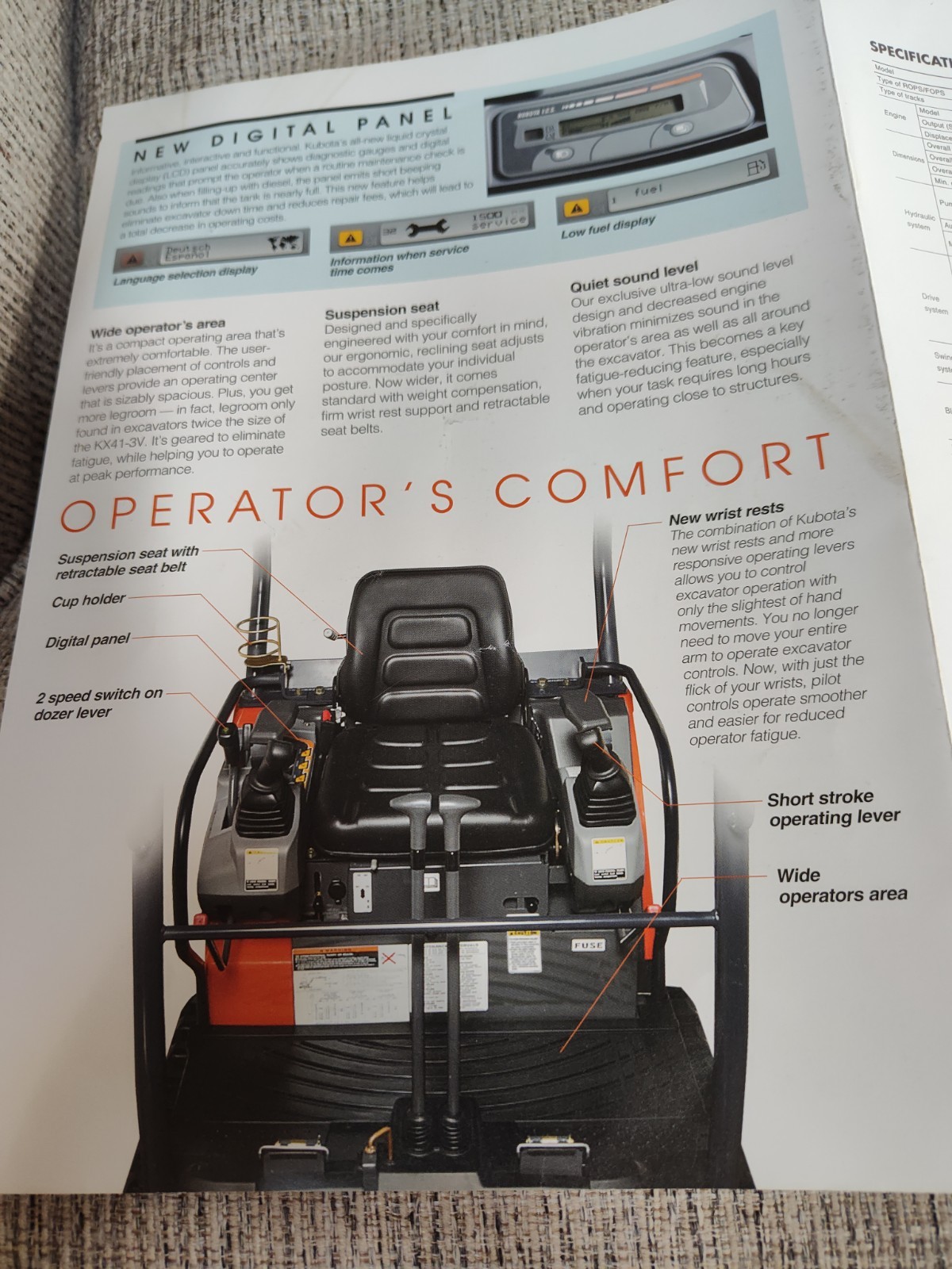 2003 Kubota KX Compact Excavator sales brochure