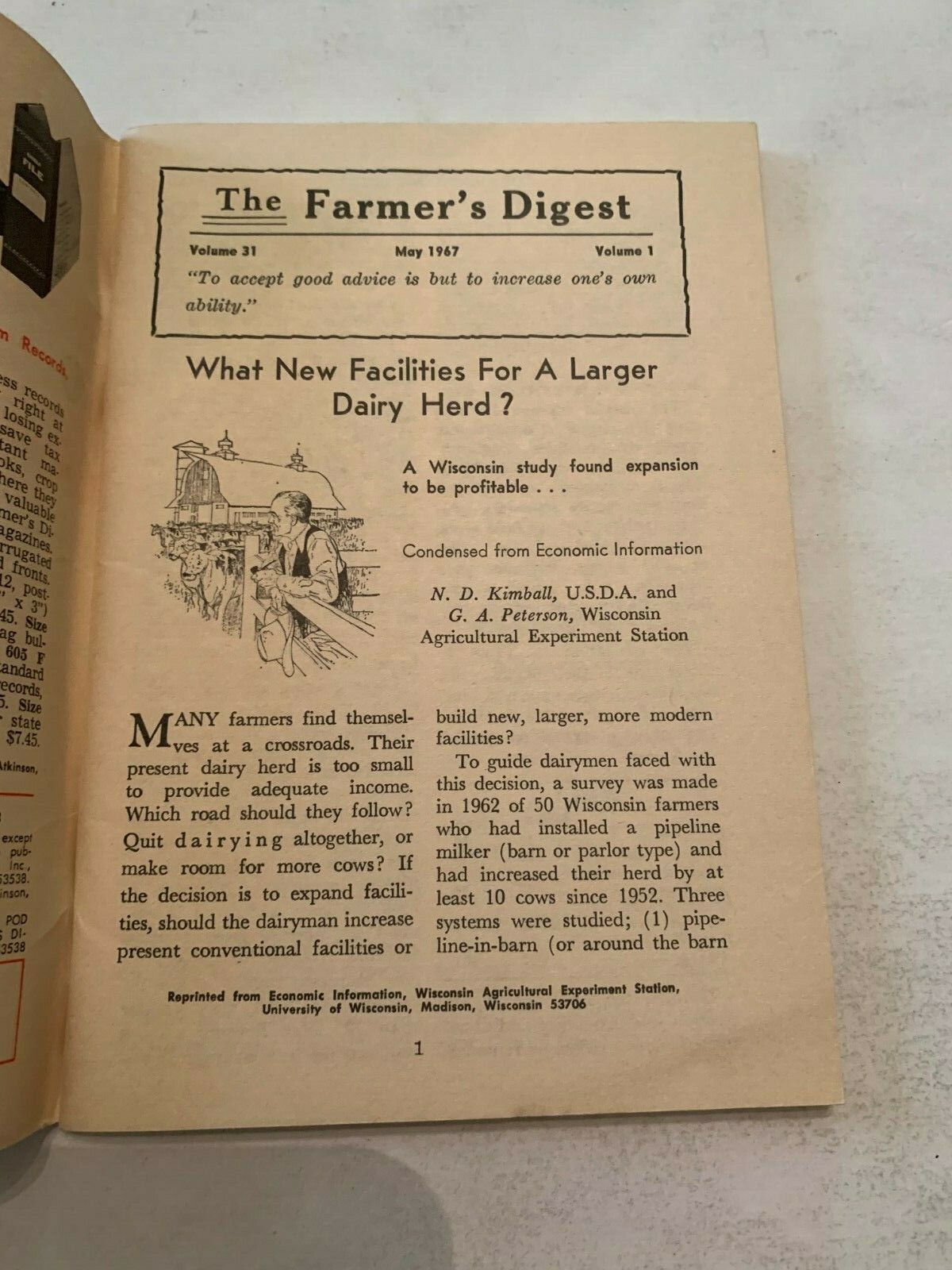 May 1967 Farmers Digest Magazine New Facilities For A Larger Dairy Herd